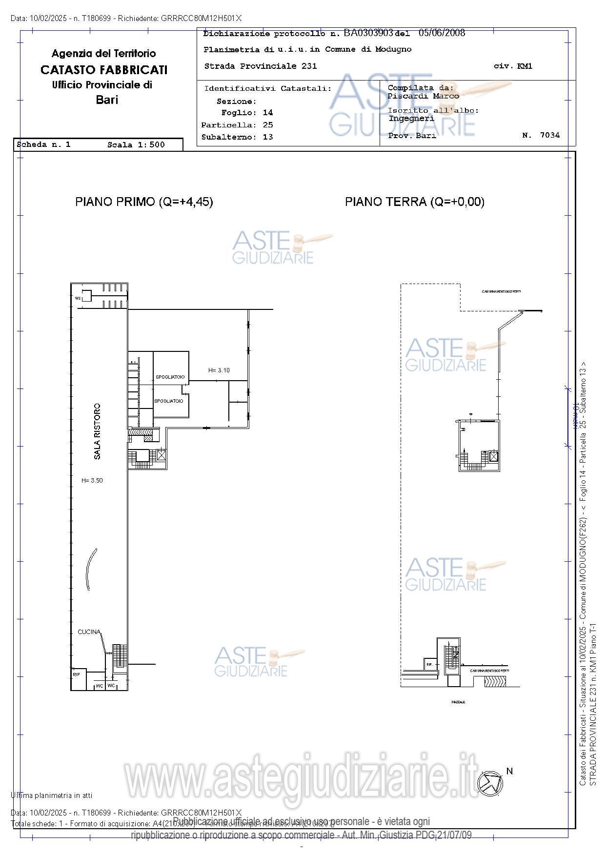 Planimetria del bene