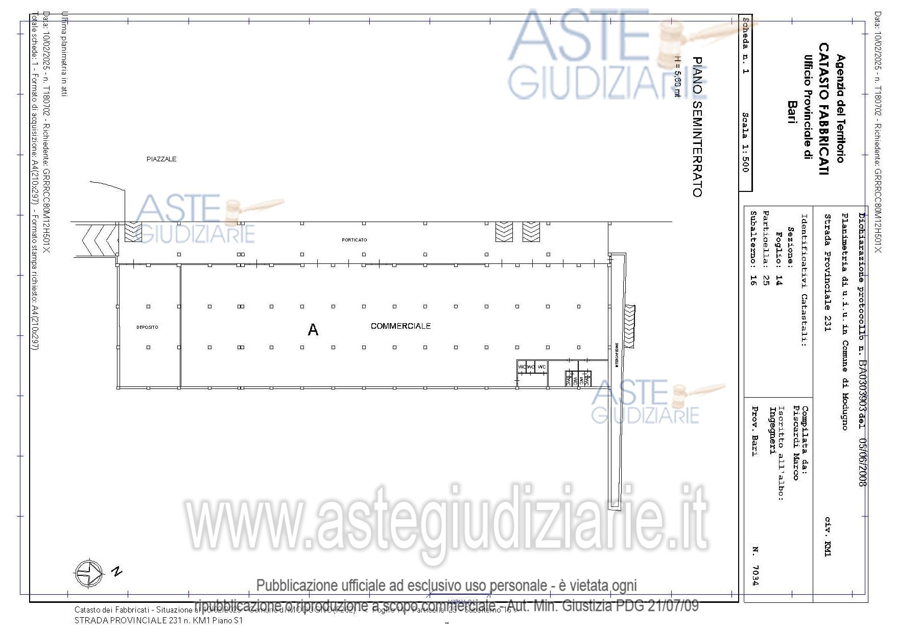Planimetria del bene