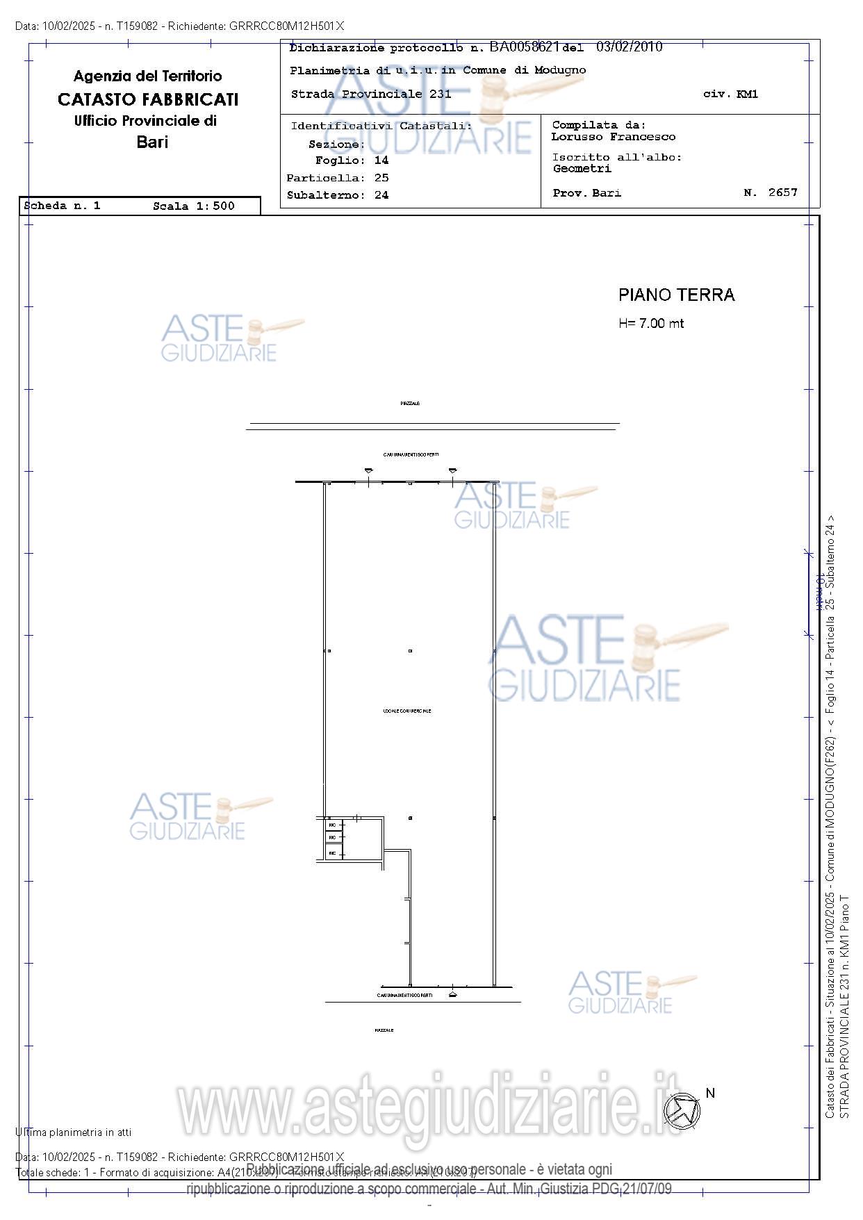 Planimetria del bene