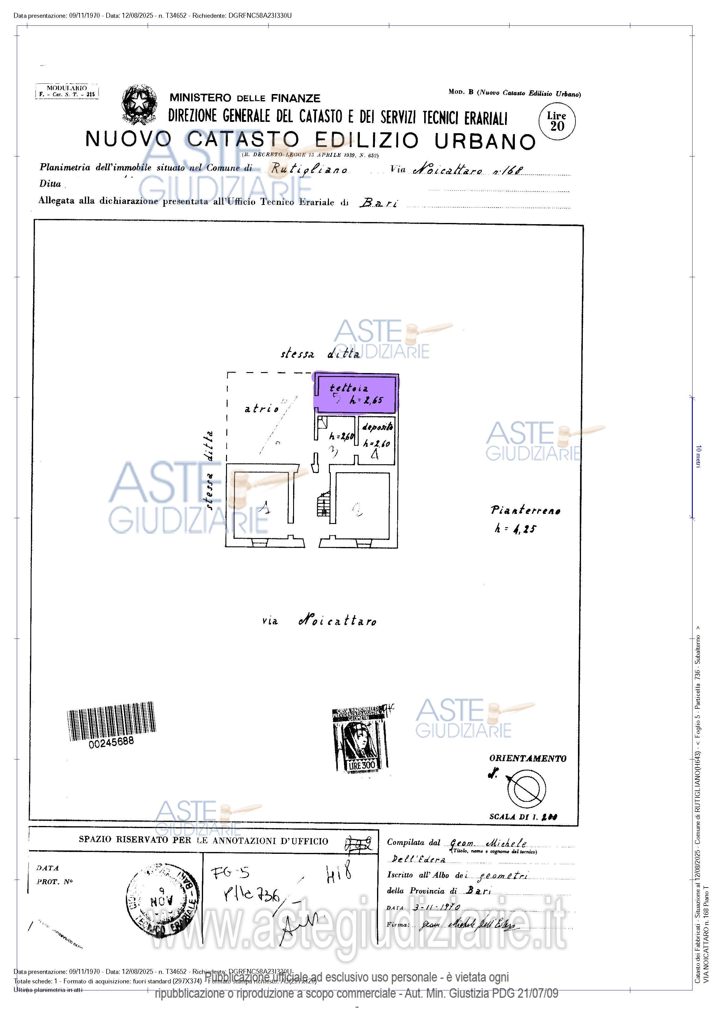 Planimetria del bene