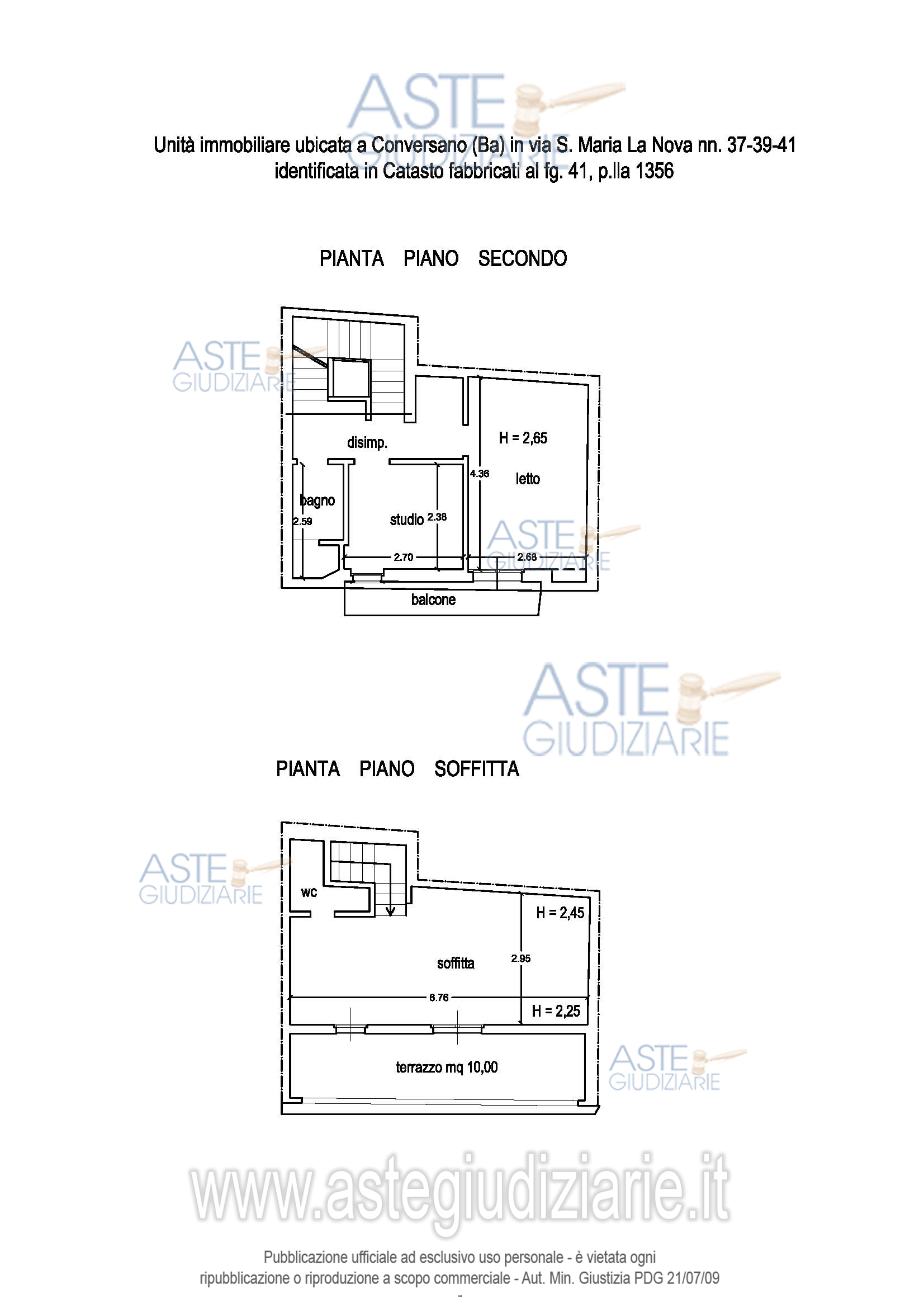 Planimetria del bene
