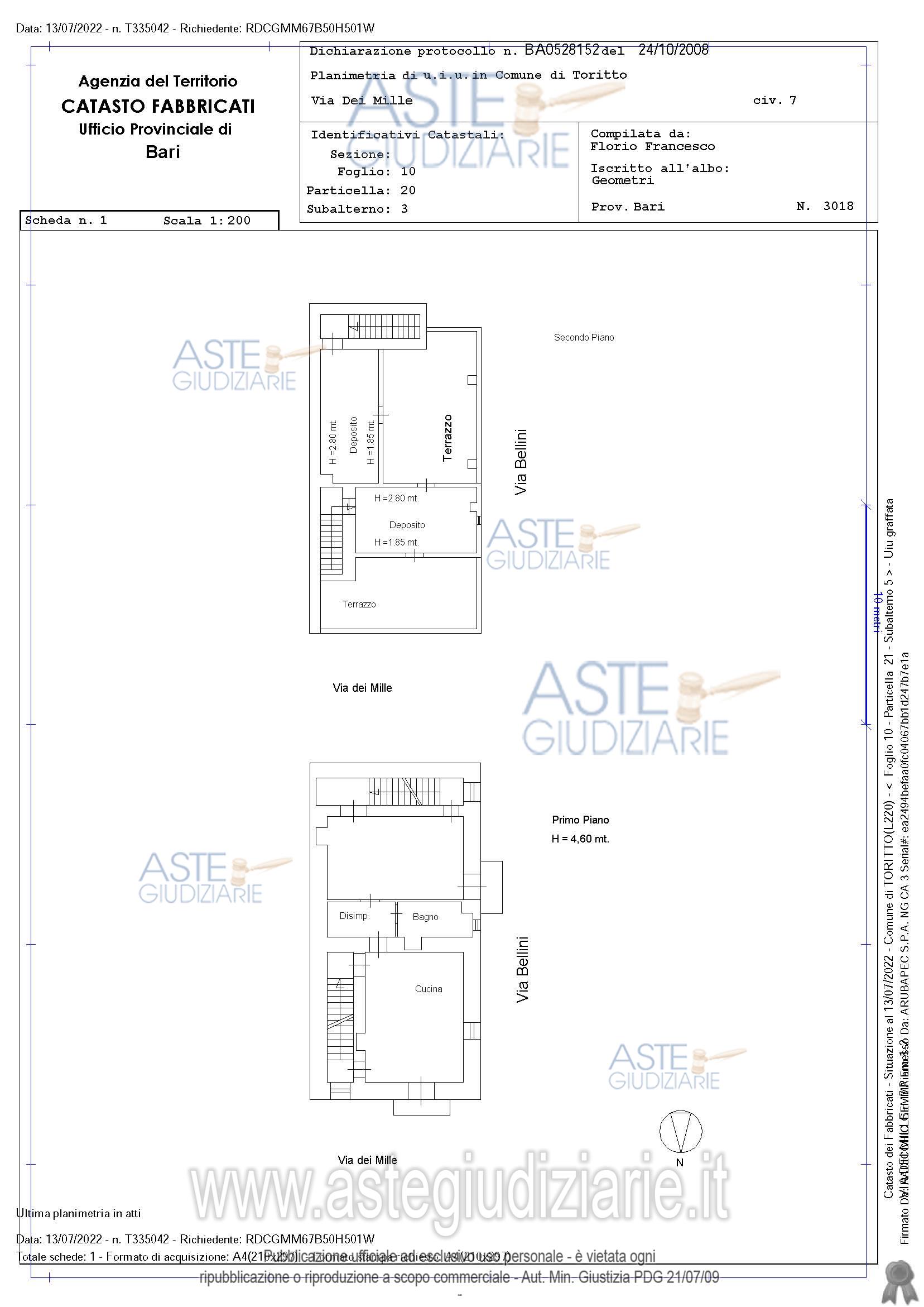 Planimetria del bene