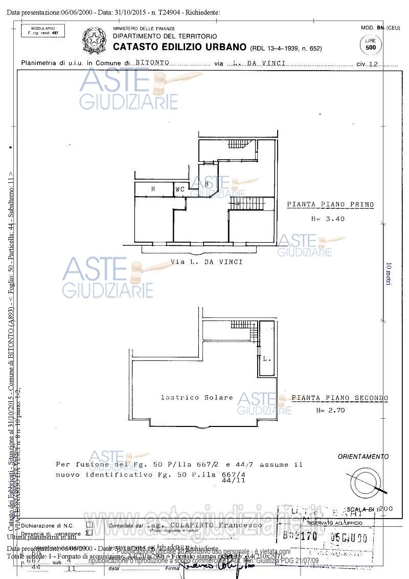 Planimetria del bene