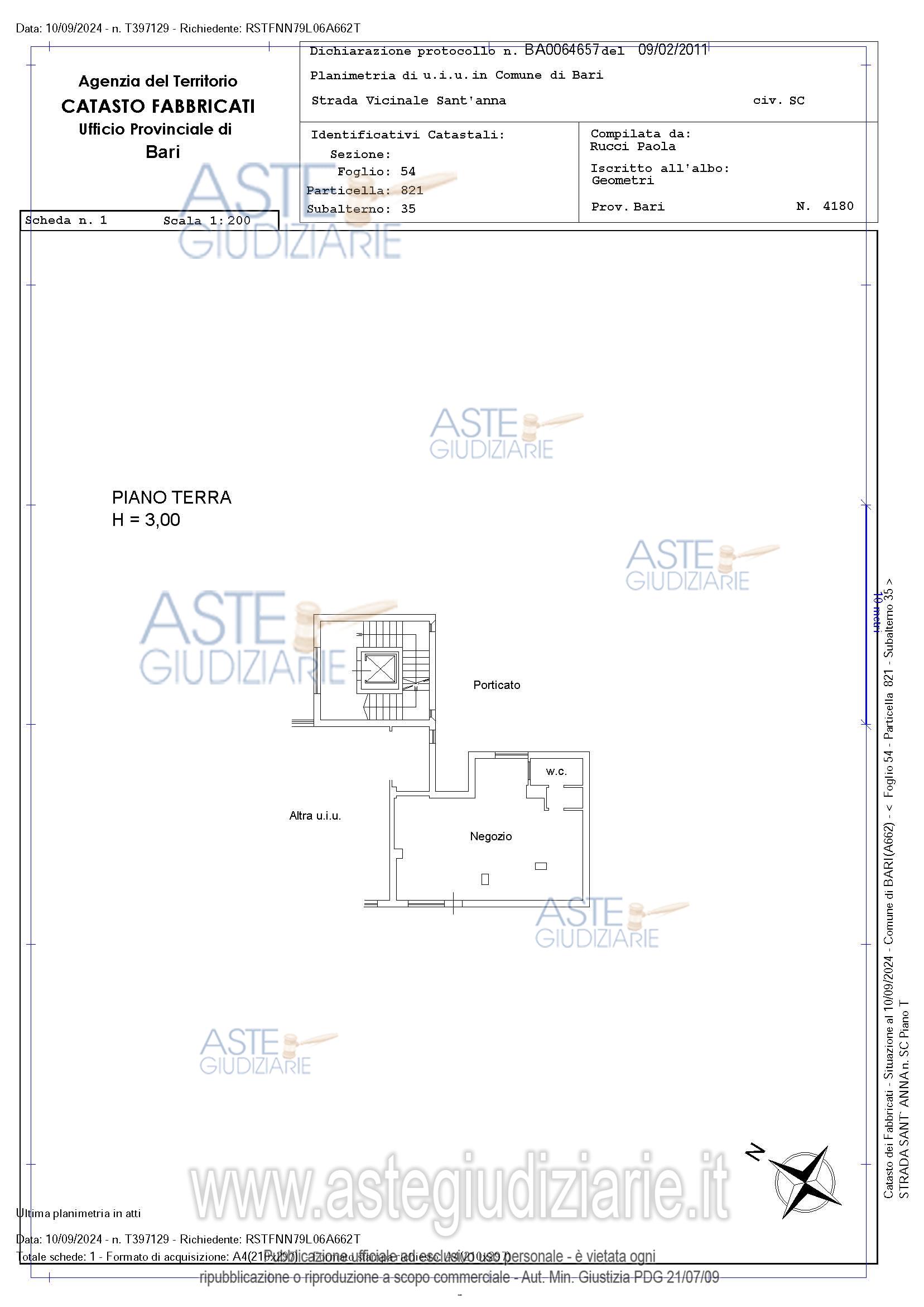 Planimetria del bene