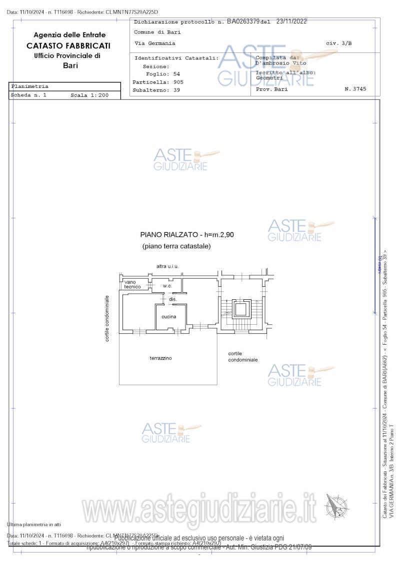 Planimetria del bene
