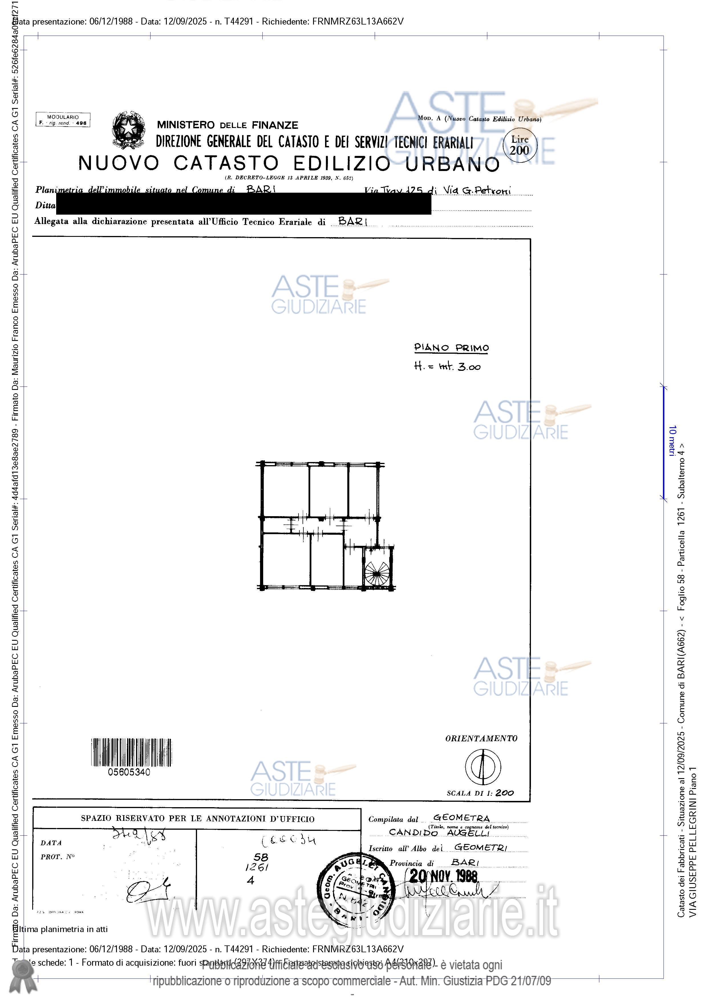 Planimetria del bene