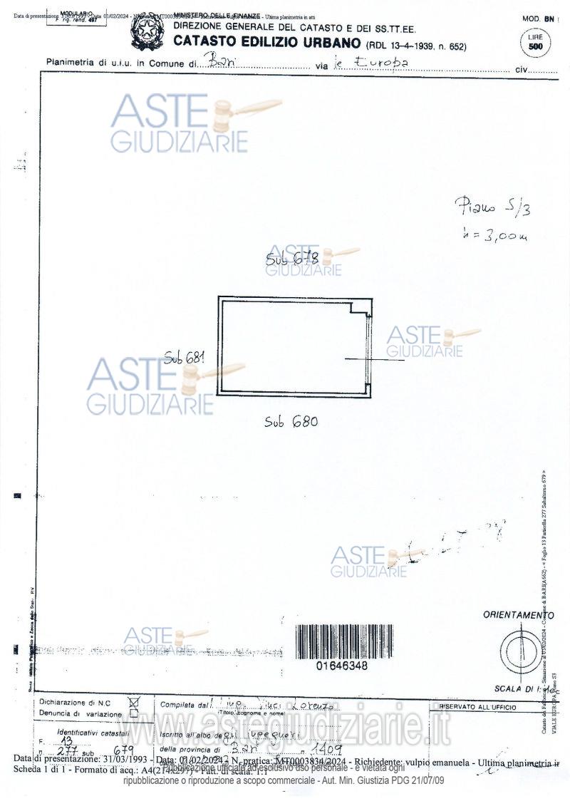 Planimetria del bene