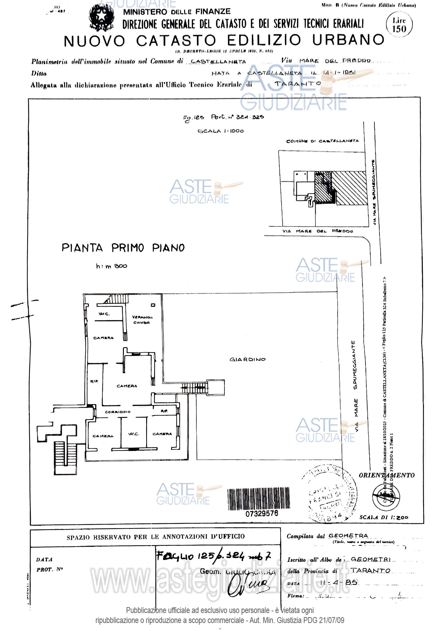 Planimetria del bene