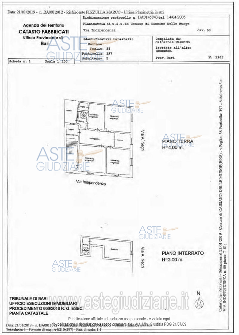 Planimetria del bene