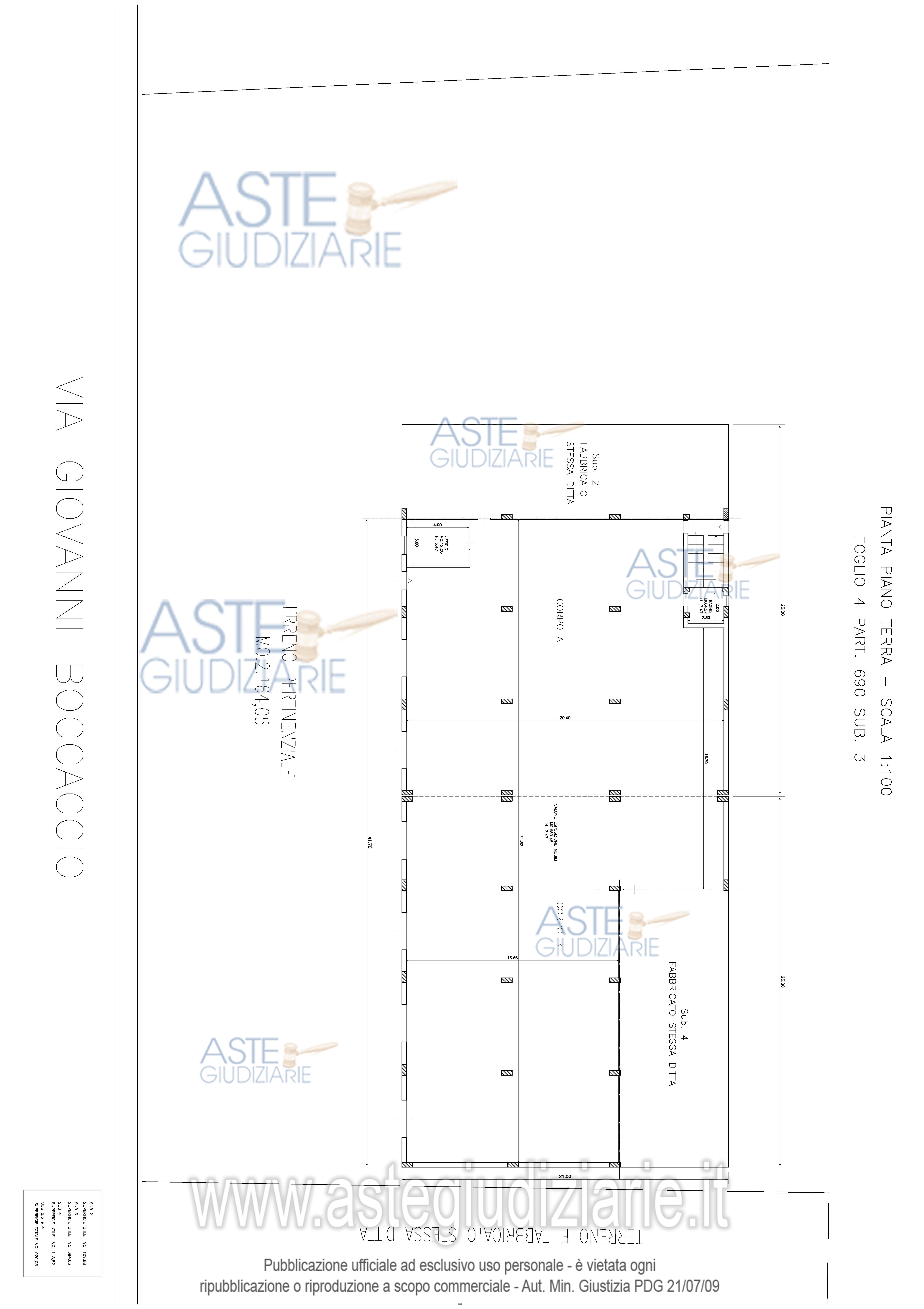 Planimetria del bene