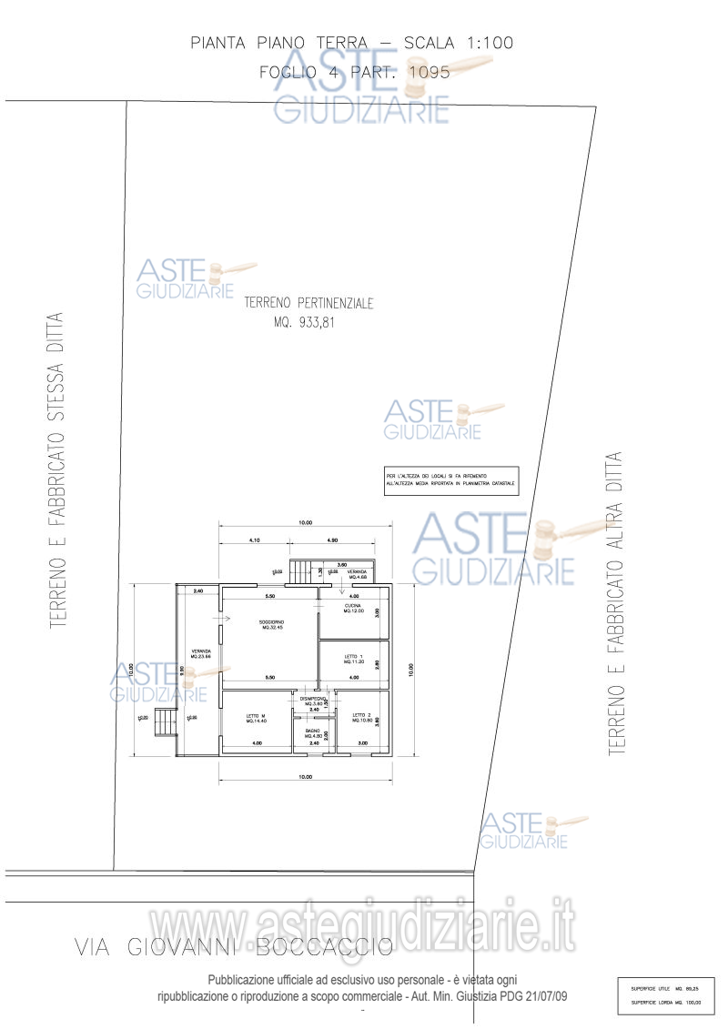 Planimetria del bene