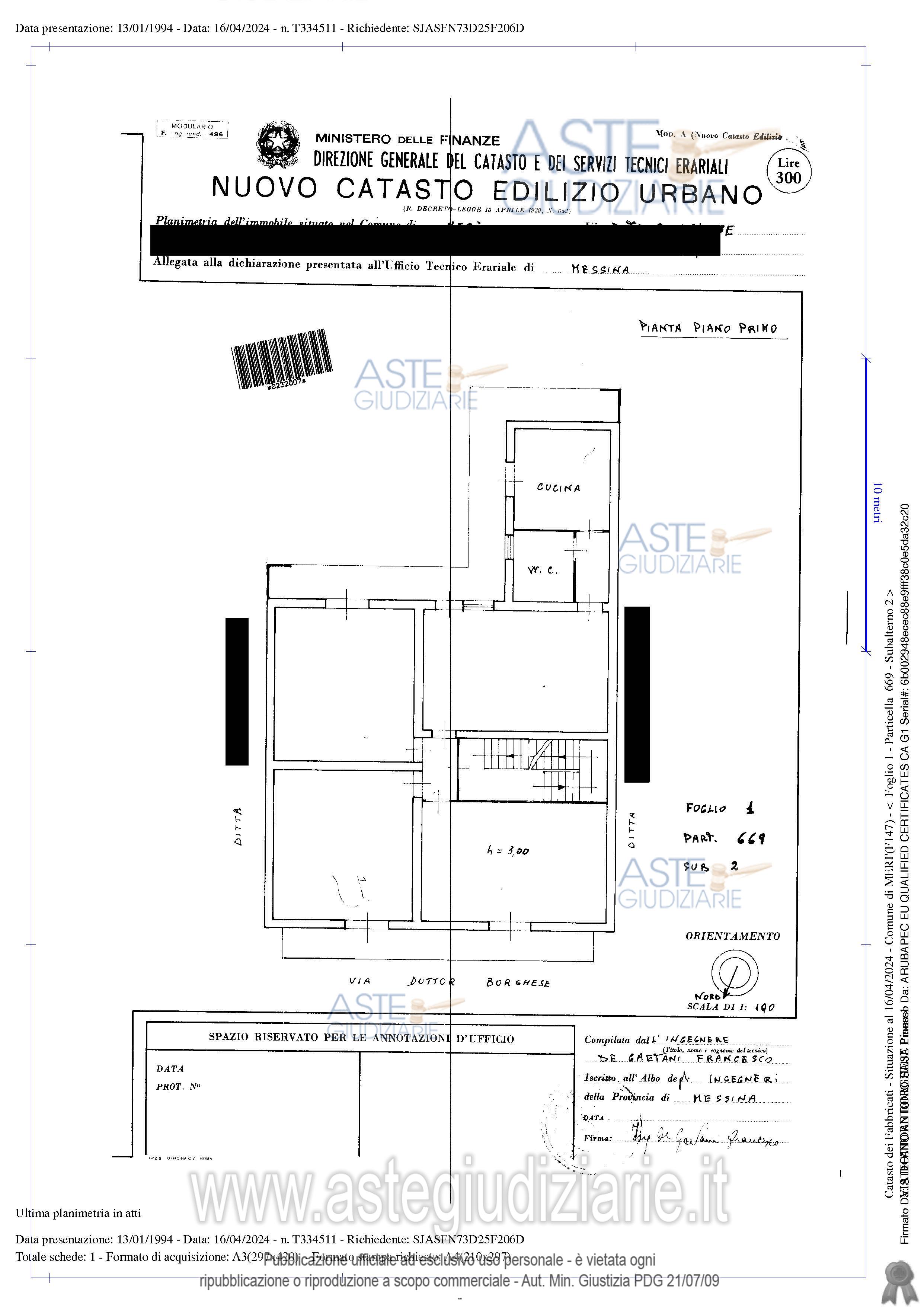 Planimetria del bene