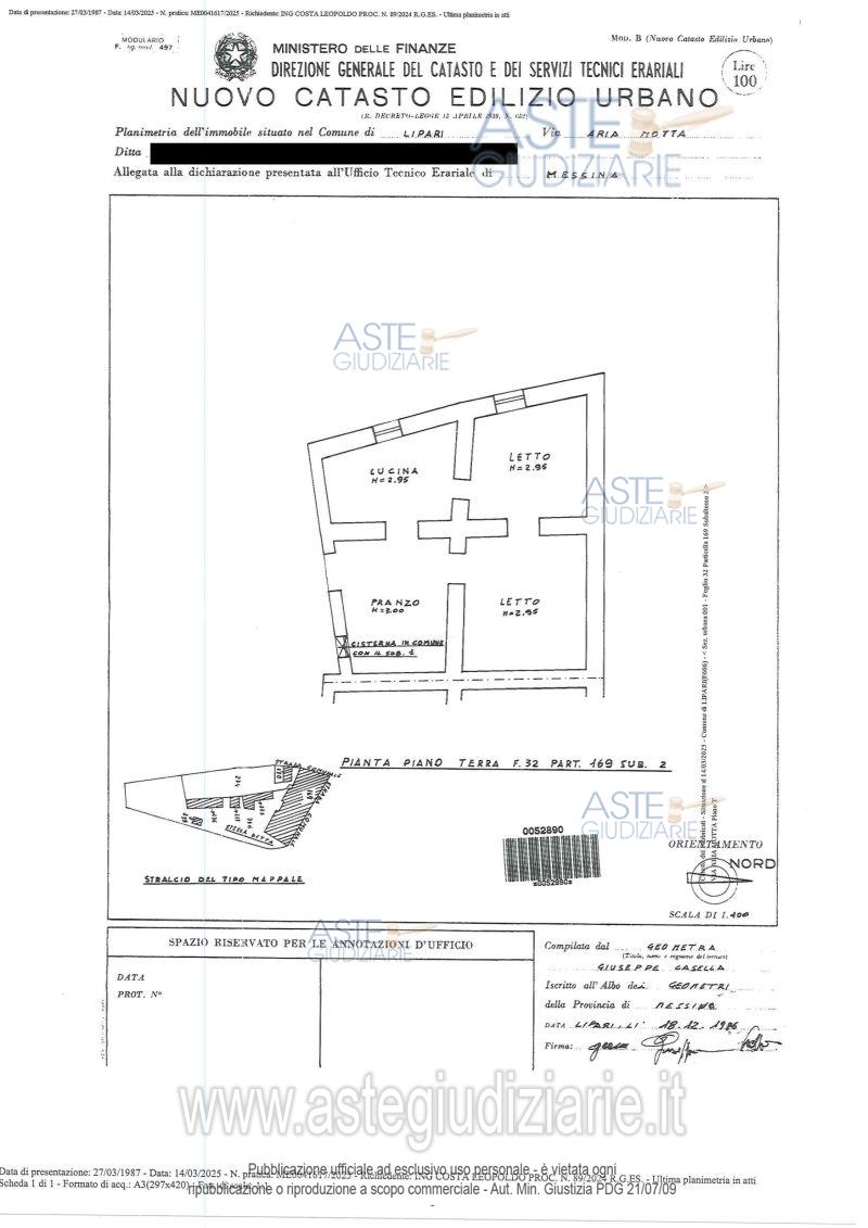 Planimetria del bene
