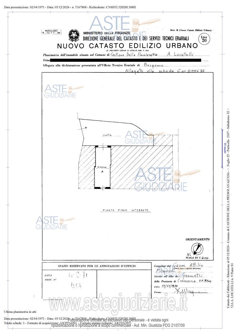 Planimetria del bene