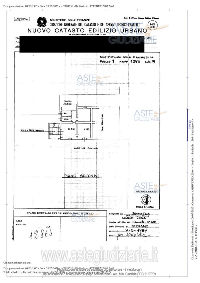 Planimetria del bene