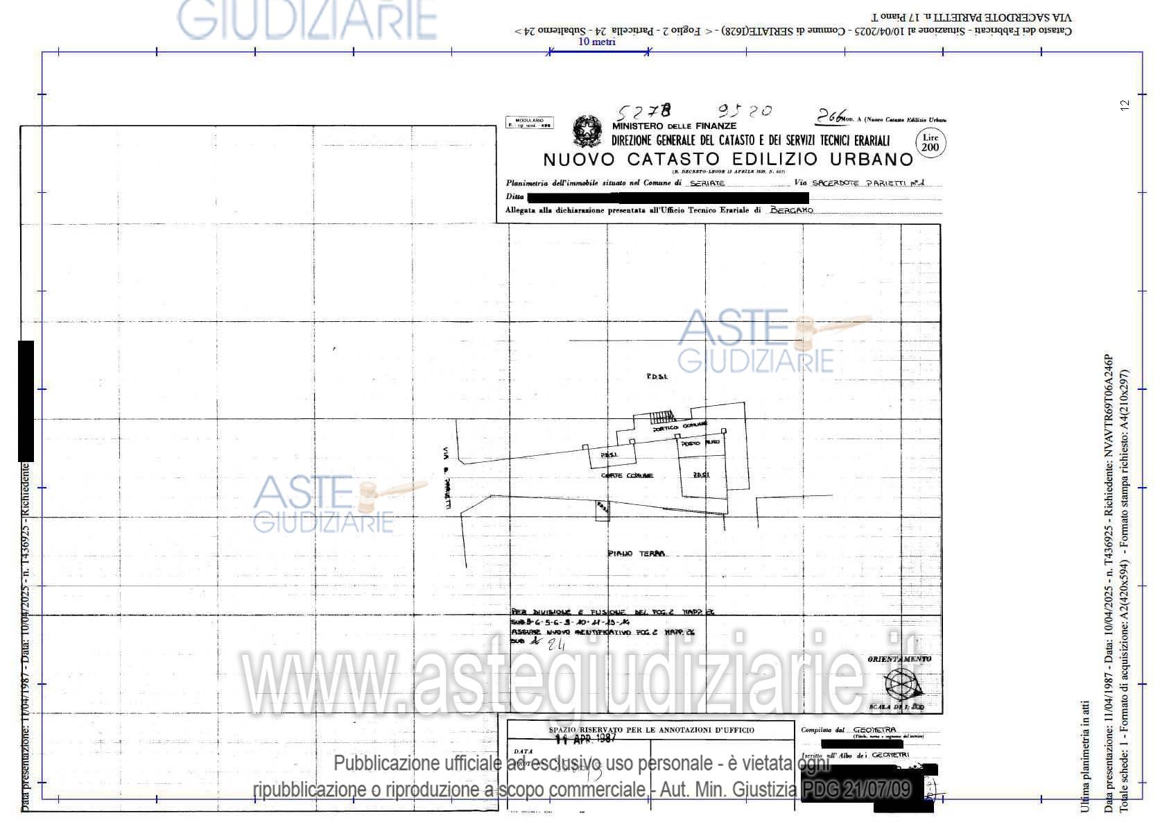 Planimetria del bene