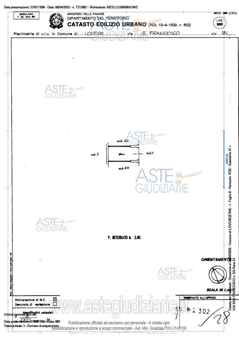 Planimetria del bene