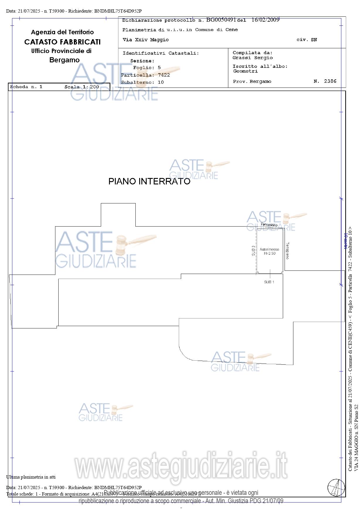 Planimetria del bene