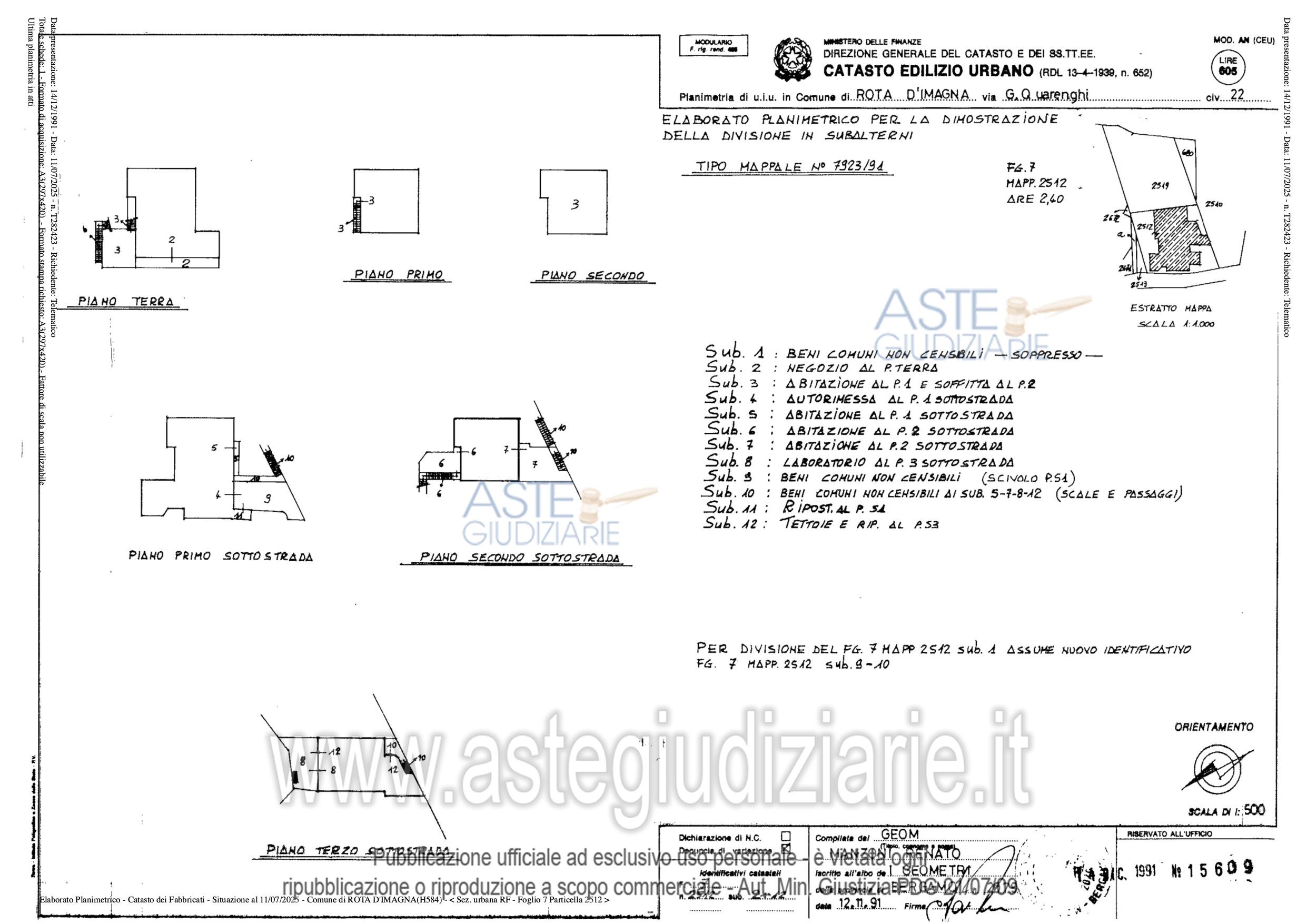 Planimetria del bene