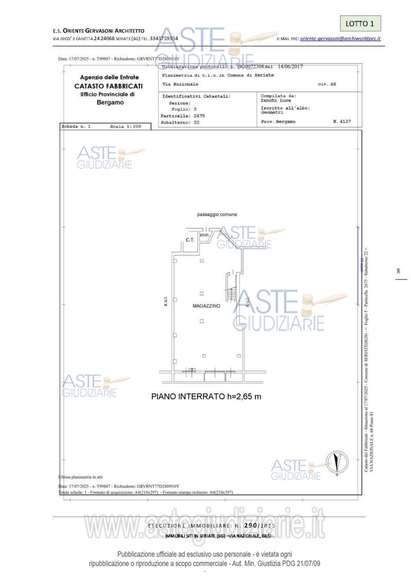 Planimetria del bene