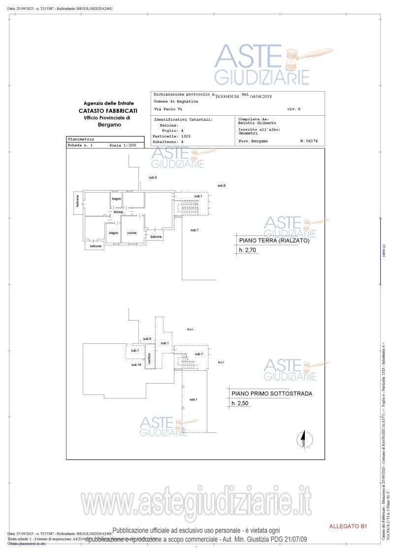 Planimetria del bene