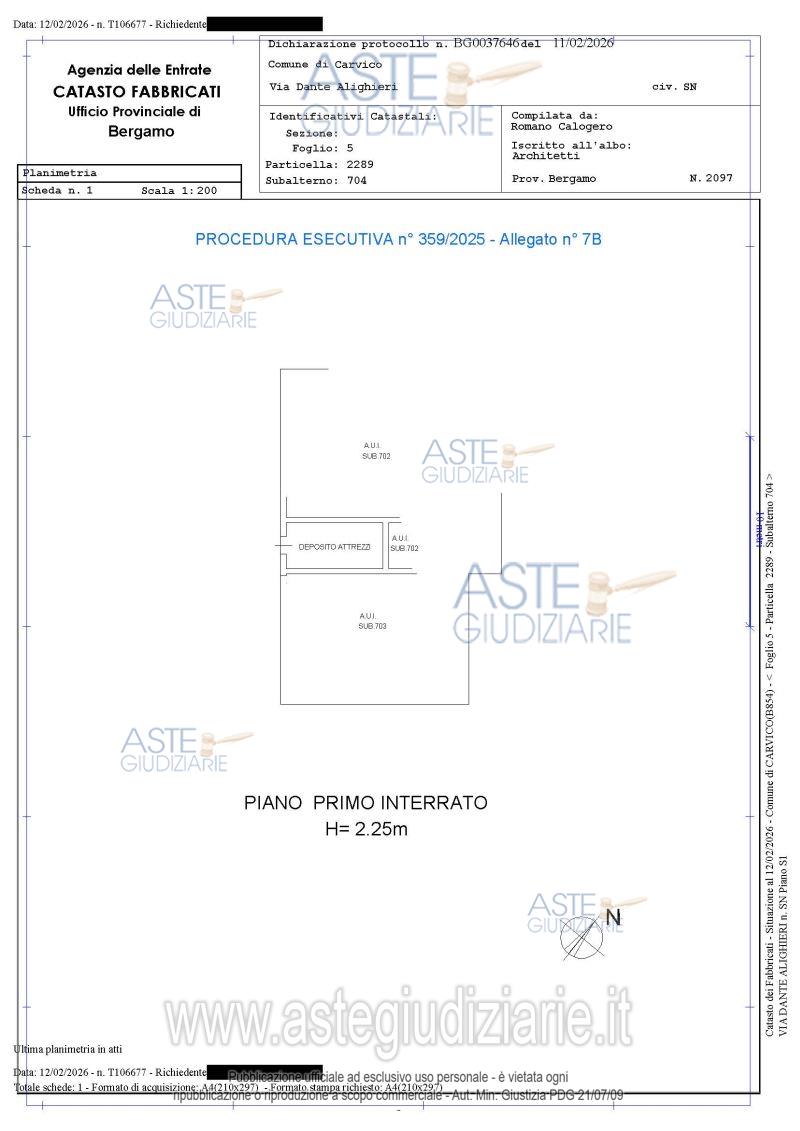 Planimetria del bene