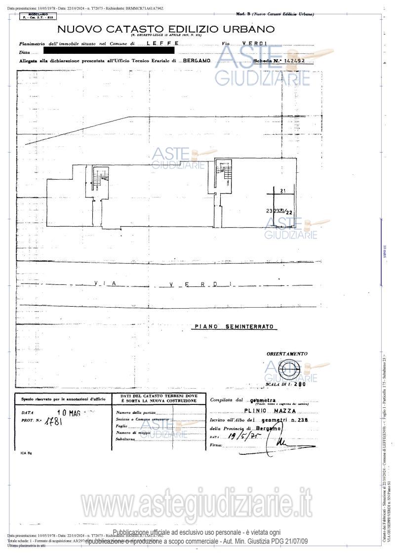 Planimetria del bene