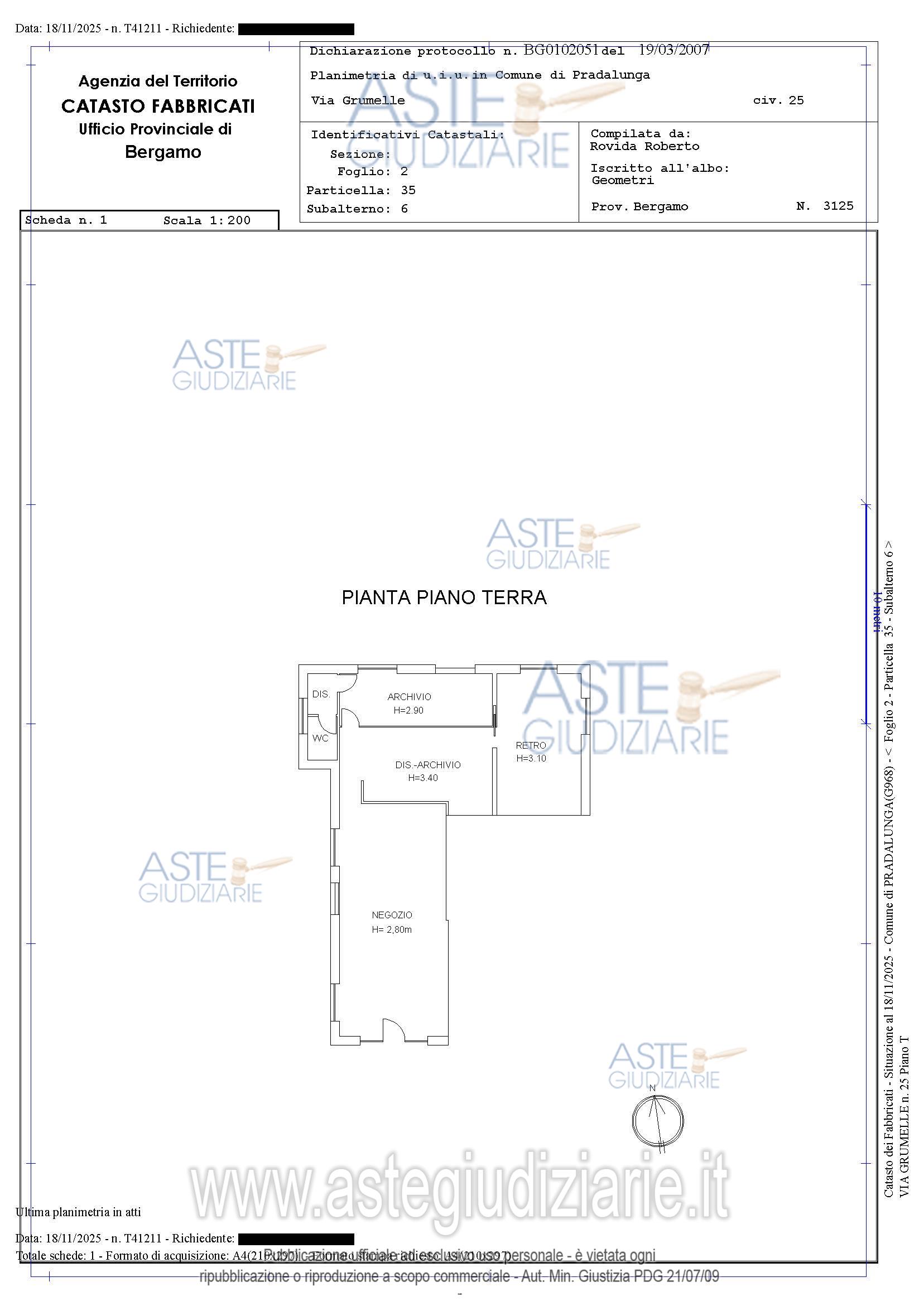 Planimetria del bene