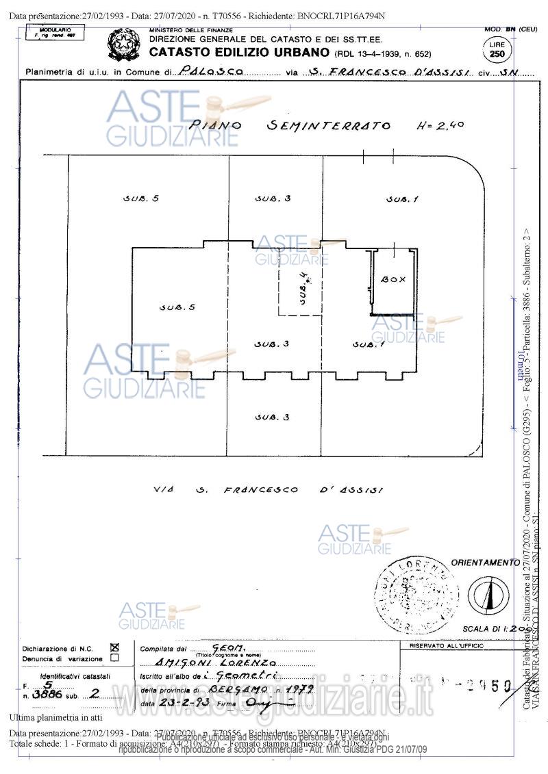 Planimetria del bene
