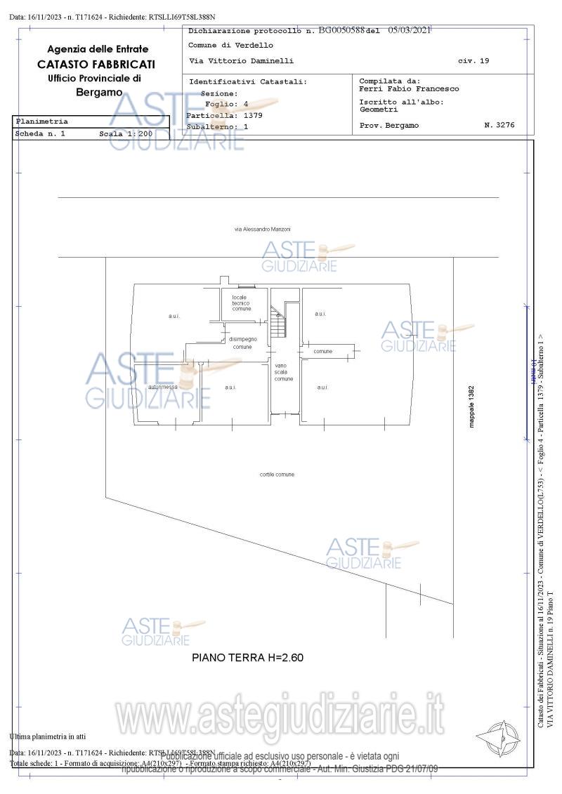 Planimetria del bene