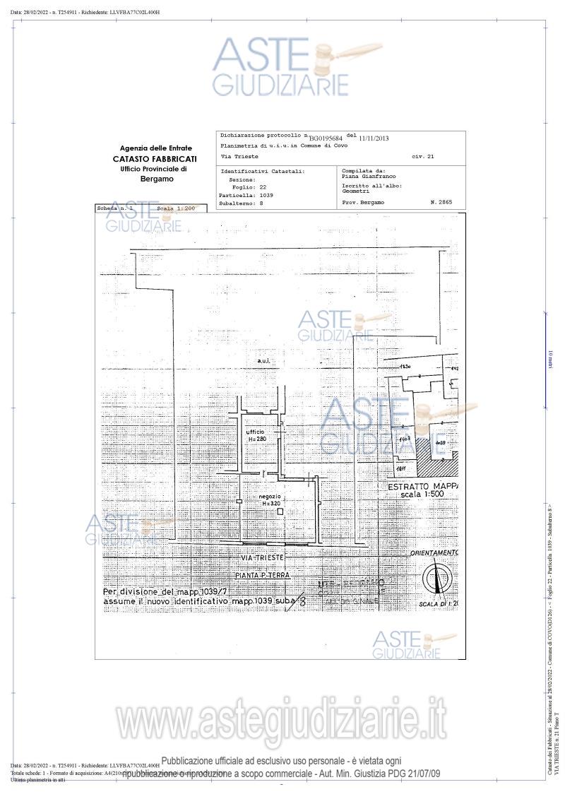 Planimetria del bene