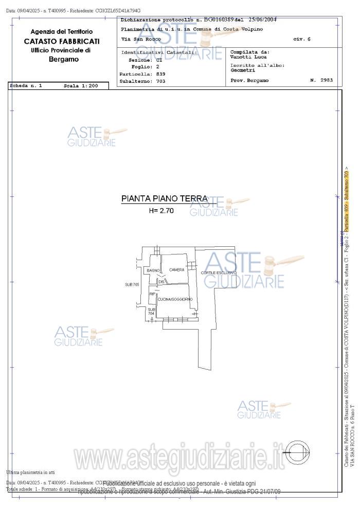 Planimetria del bene