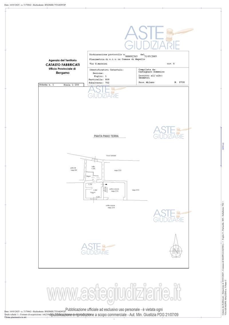 Planimetria del bene