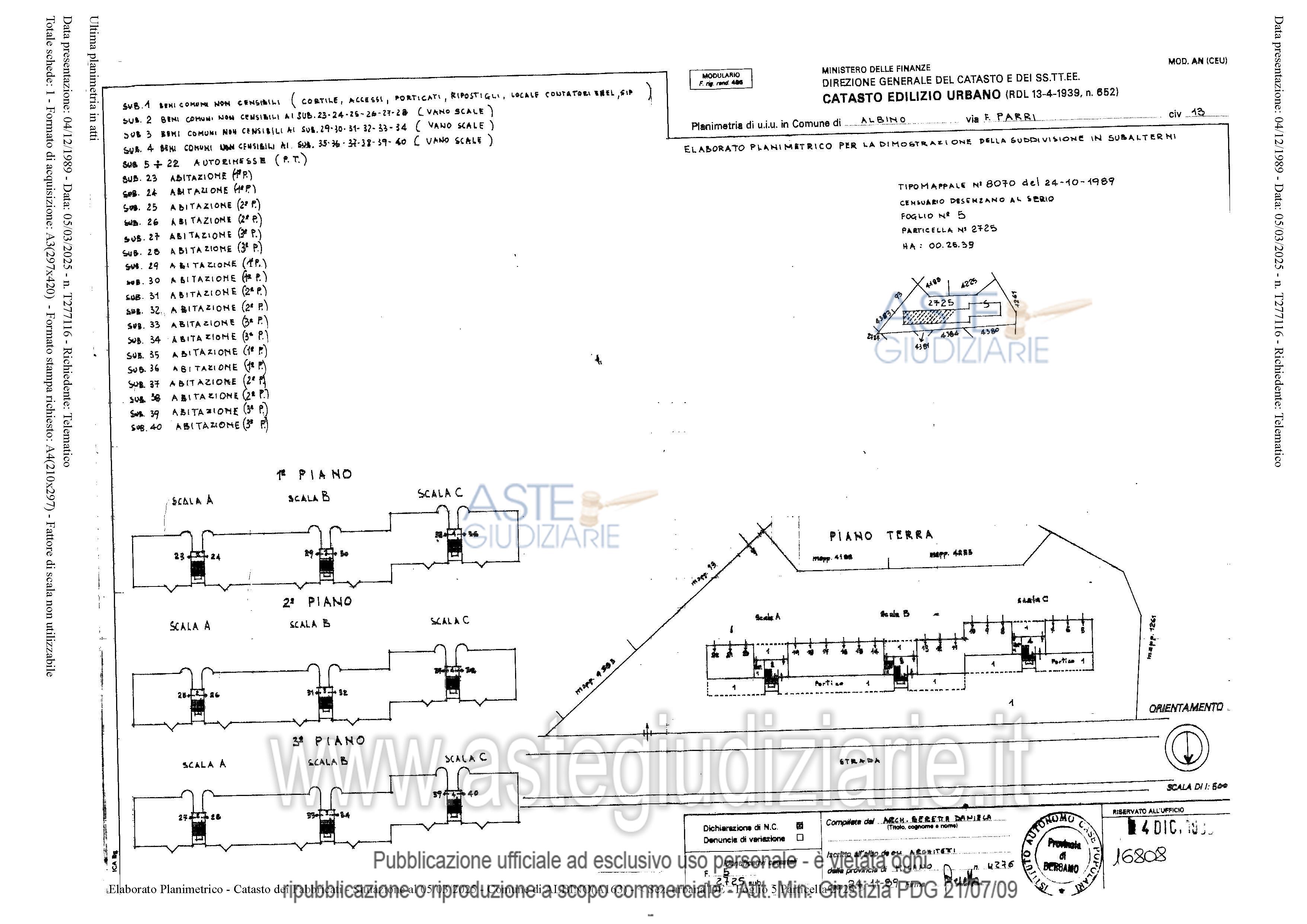 Planimetria del bene