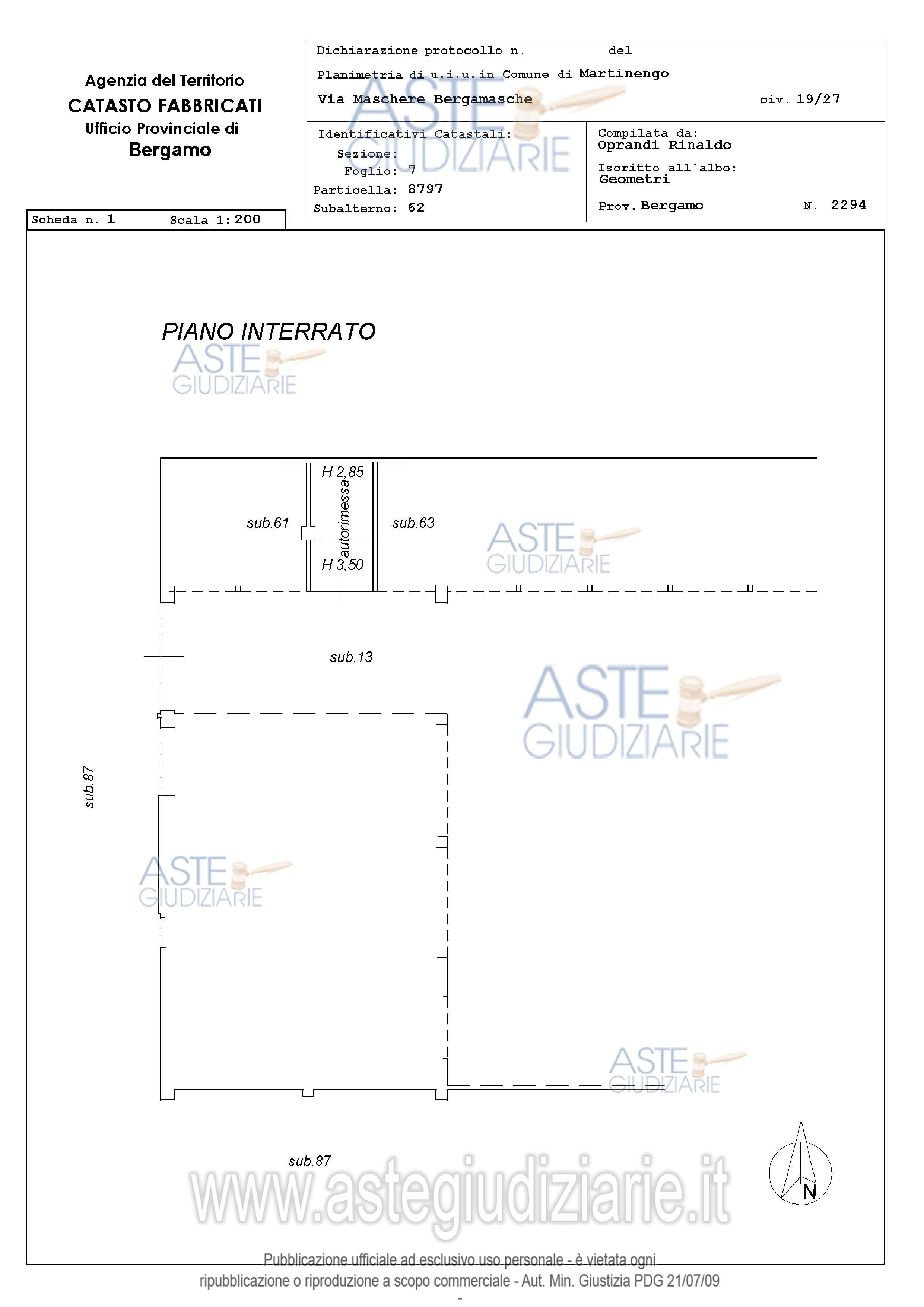 Planimetria del bene