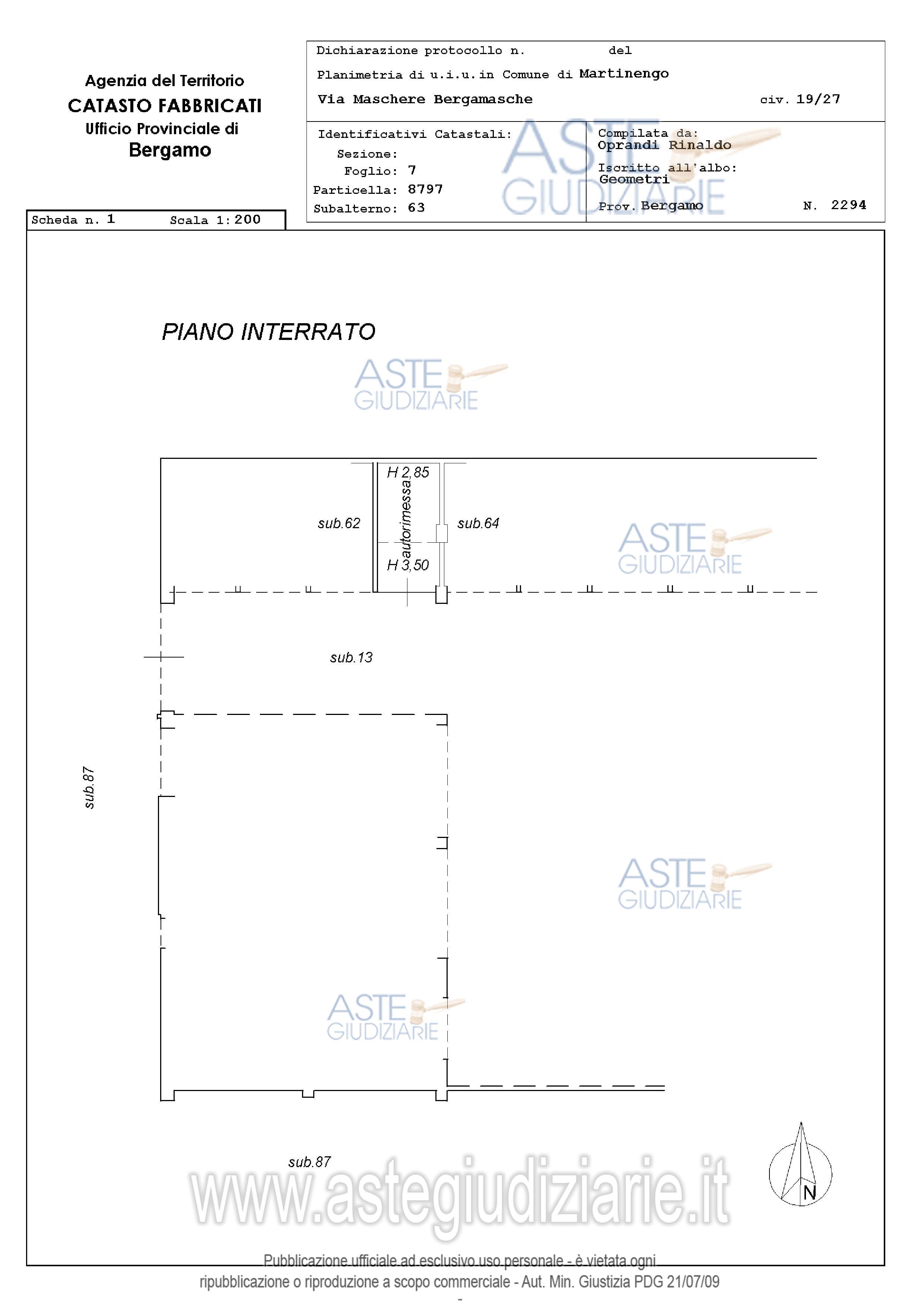 Planimetria del bene
