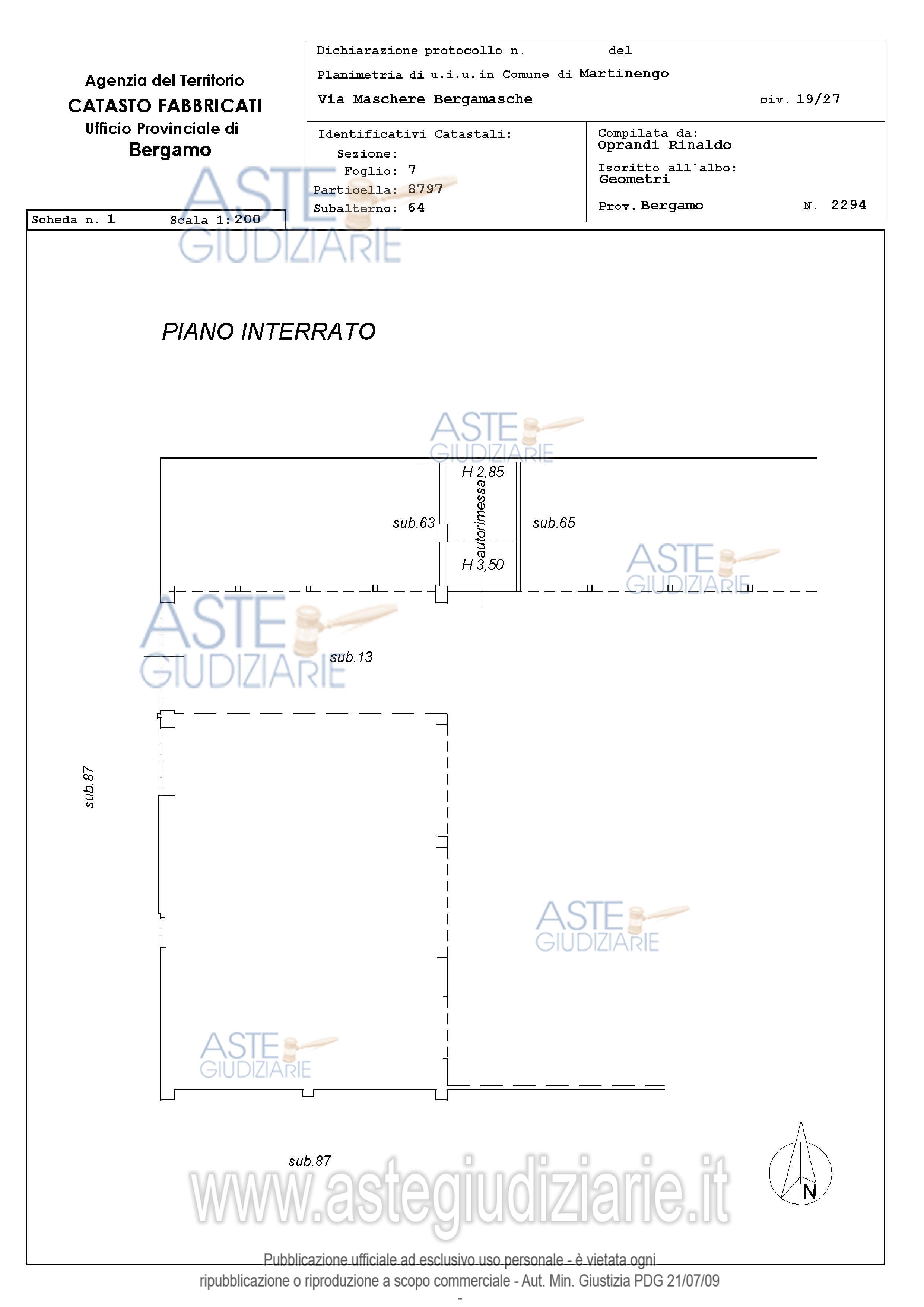 Planimetria del bene