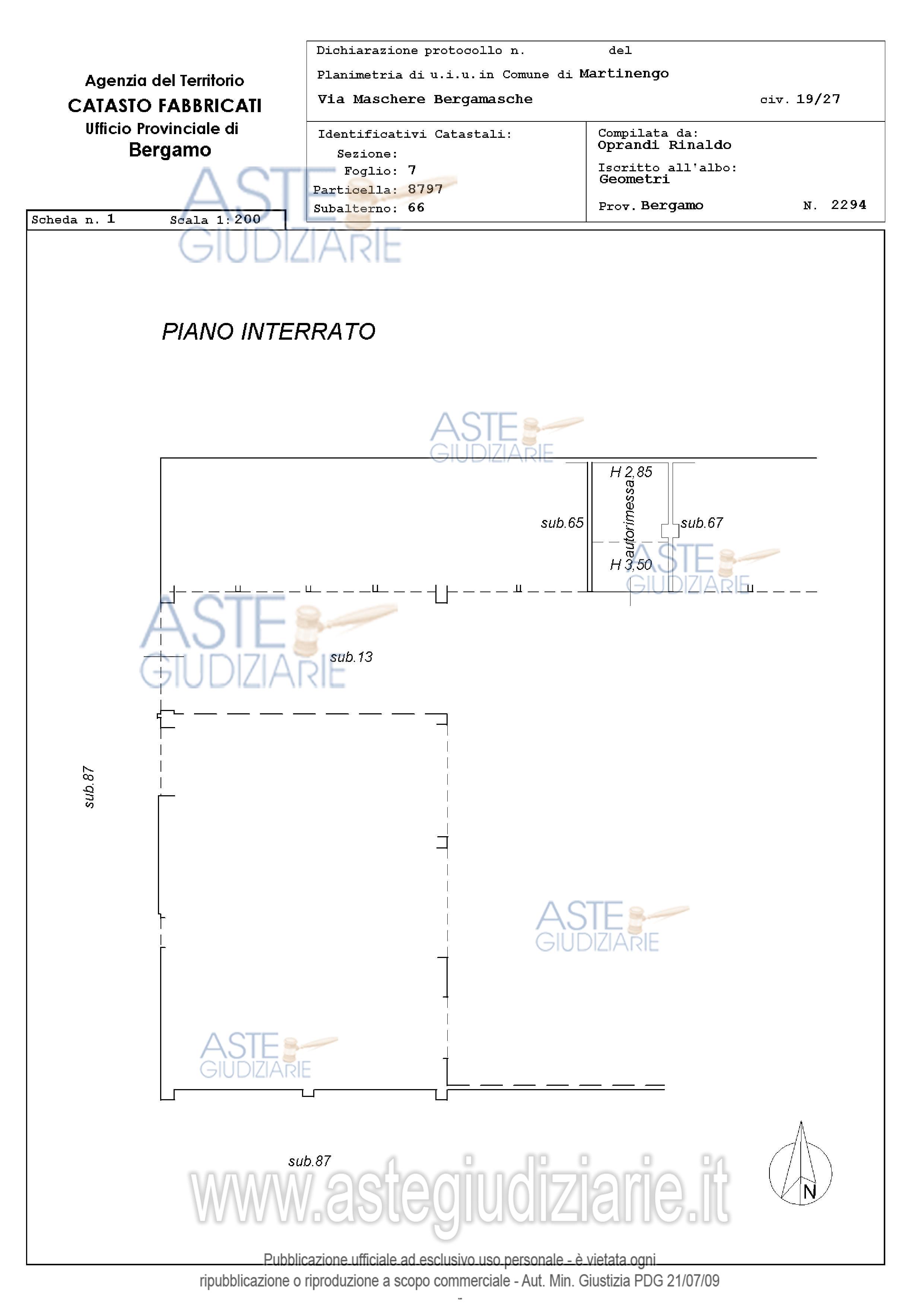 Planimetria del bene