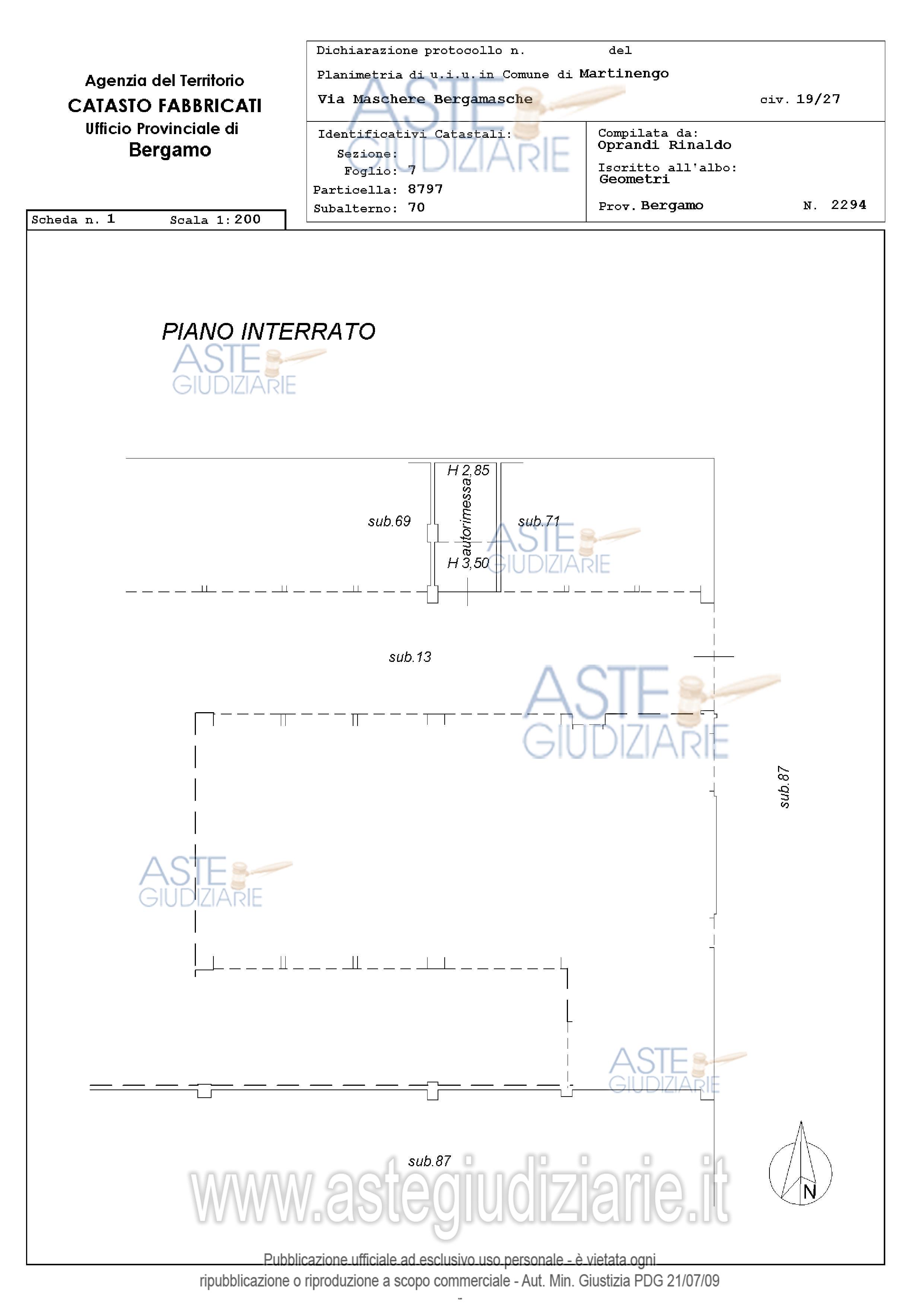 Planimetria del bene