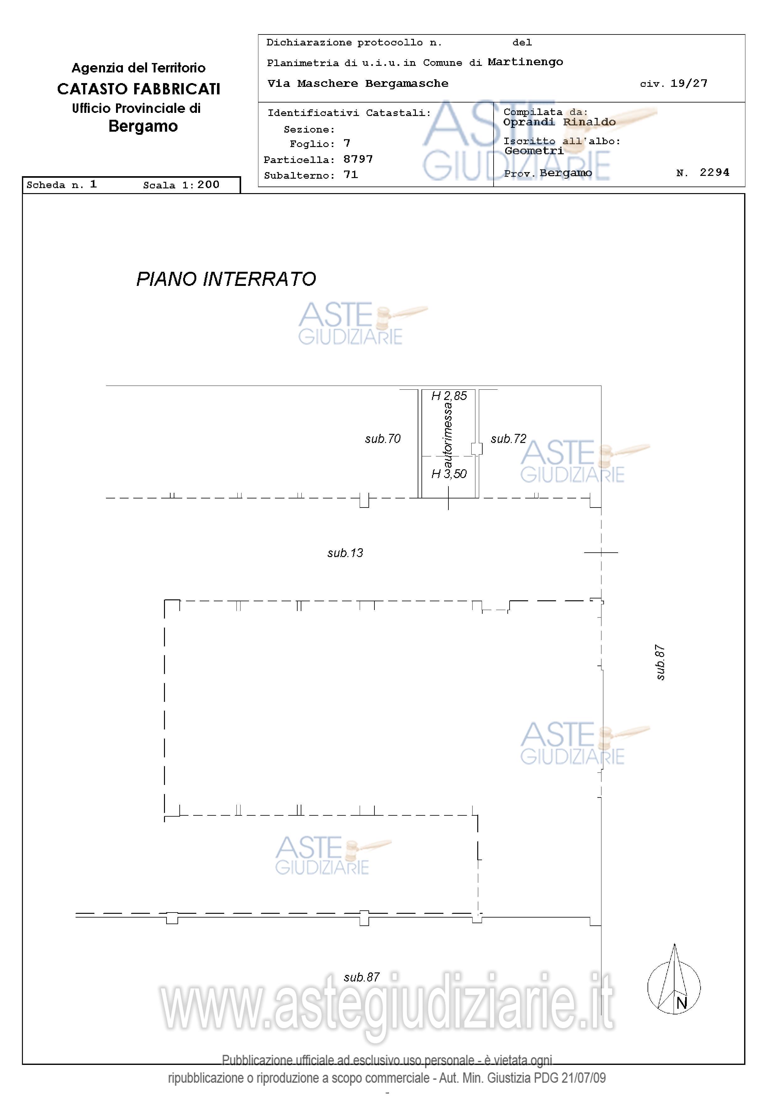Planimetria del bene