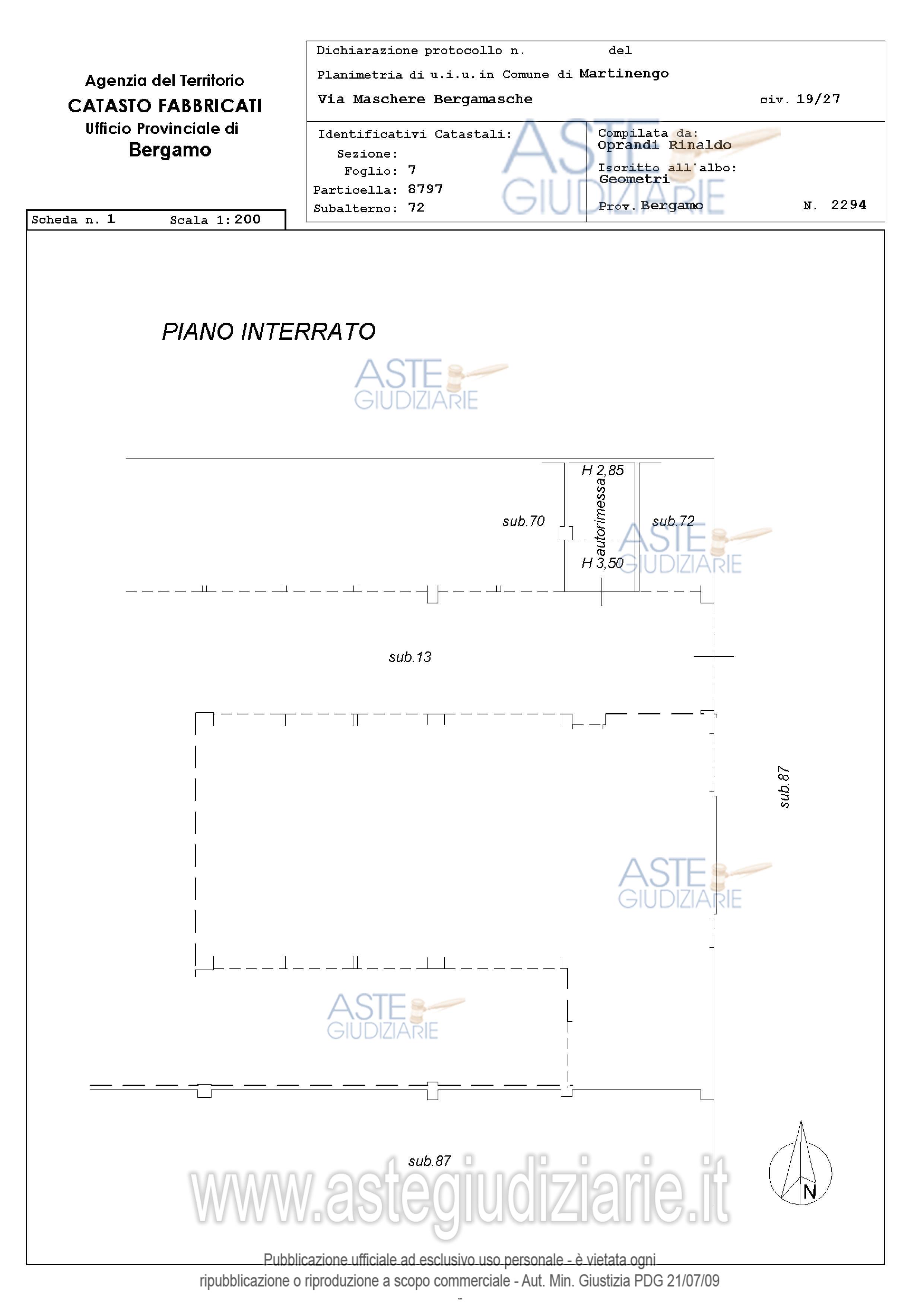 Planimetria del bene