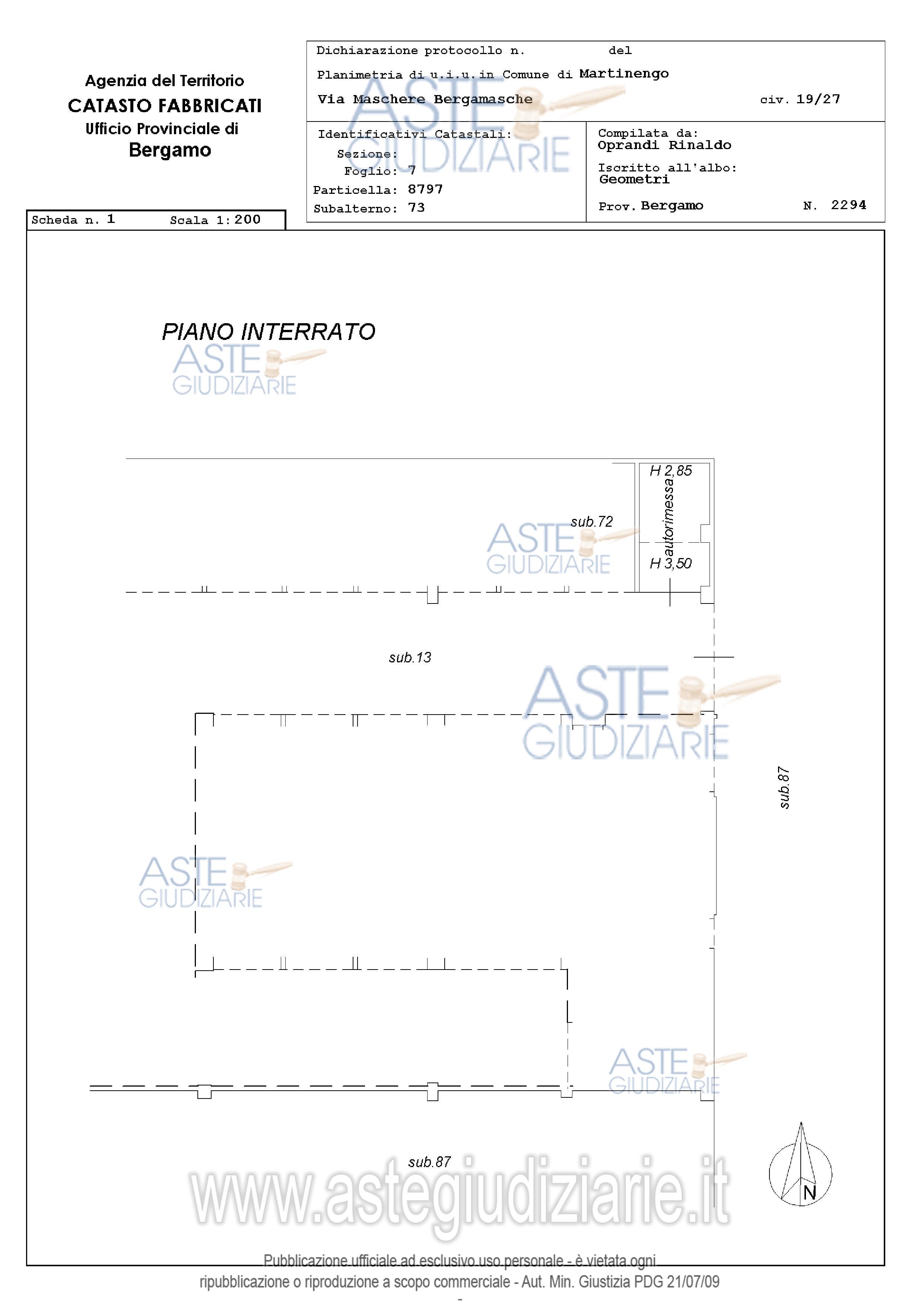 Planimetria del bene