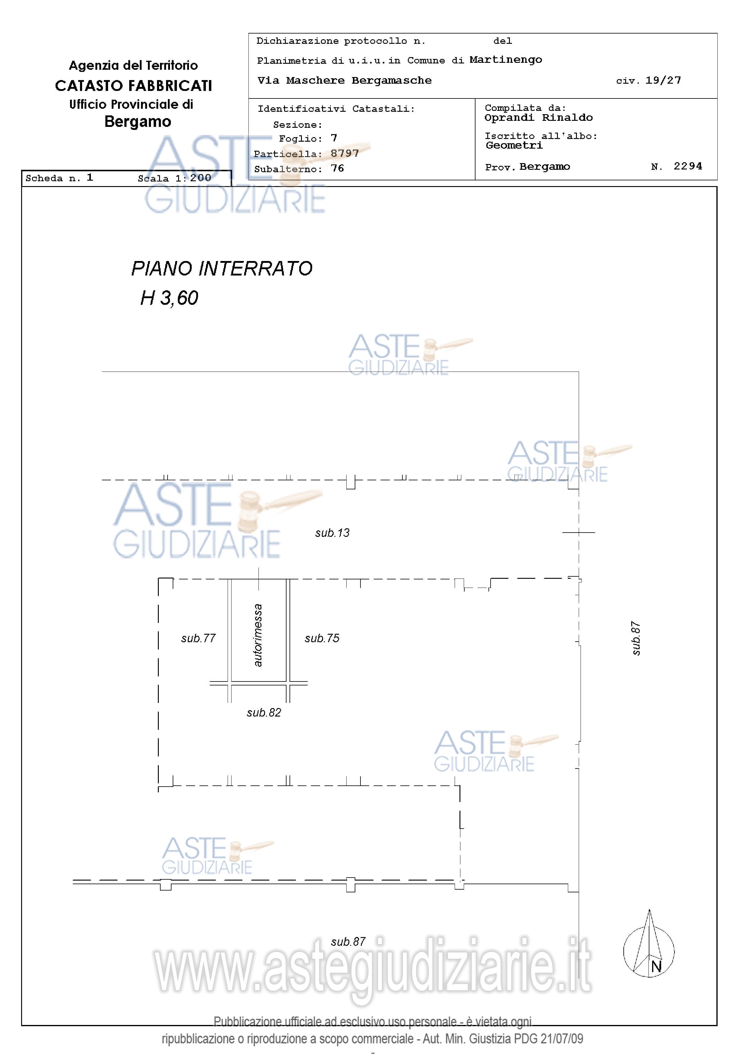 Planimetria del bene