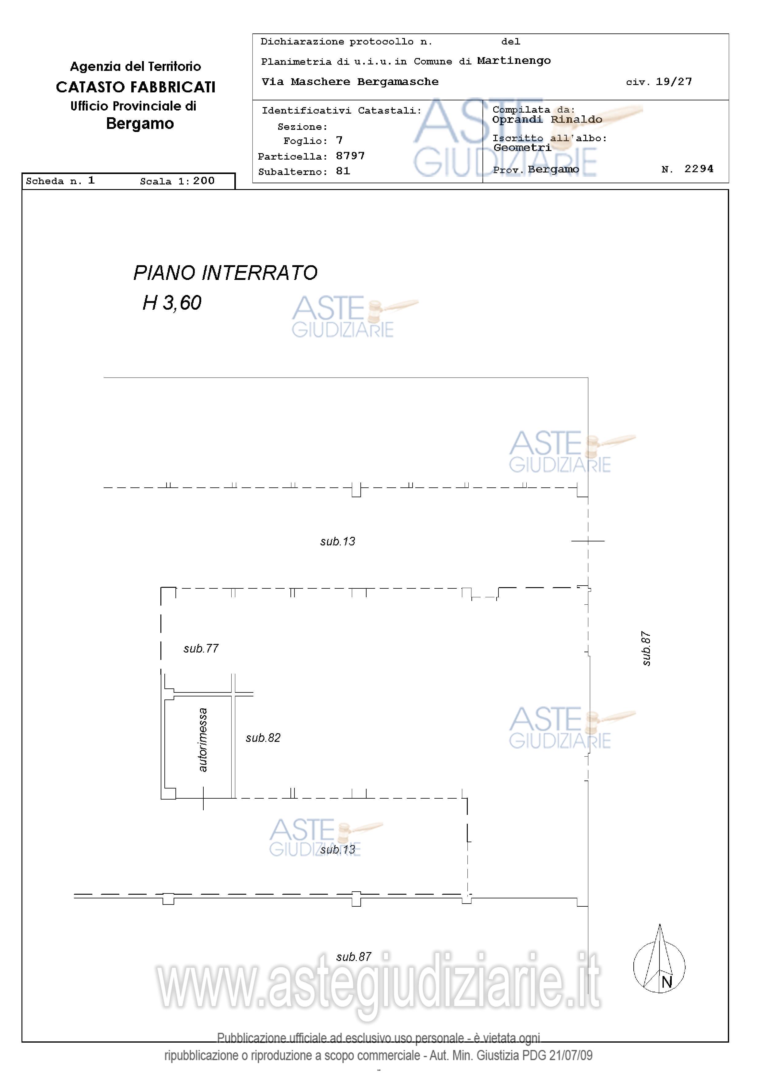 Planimetria del bene