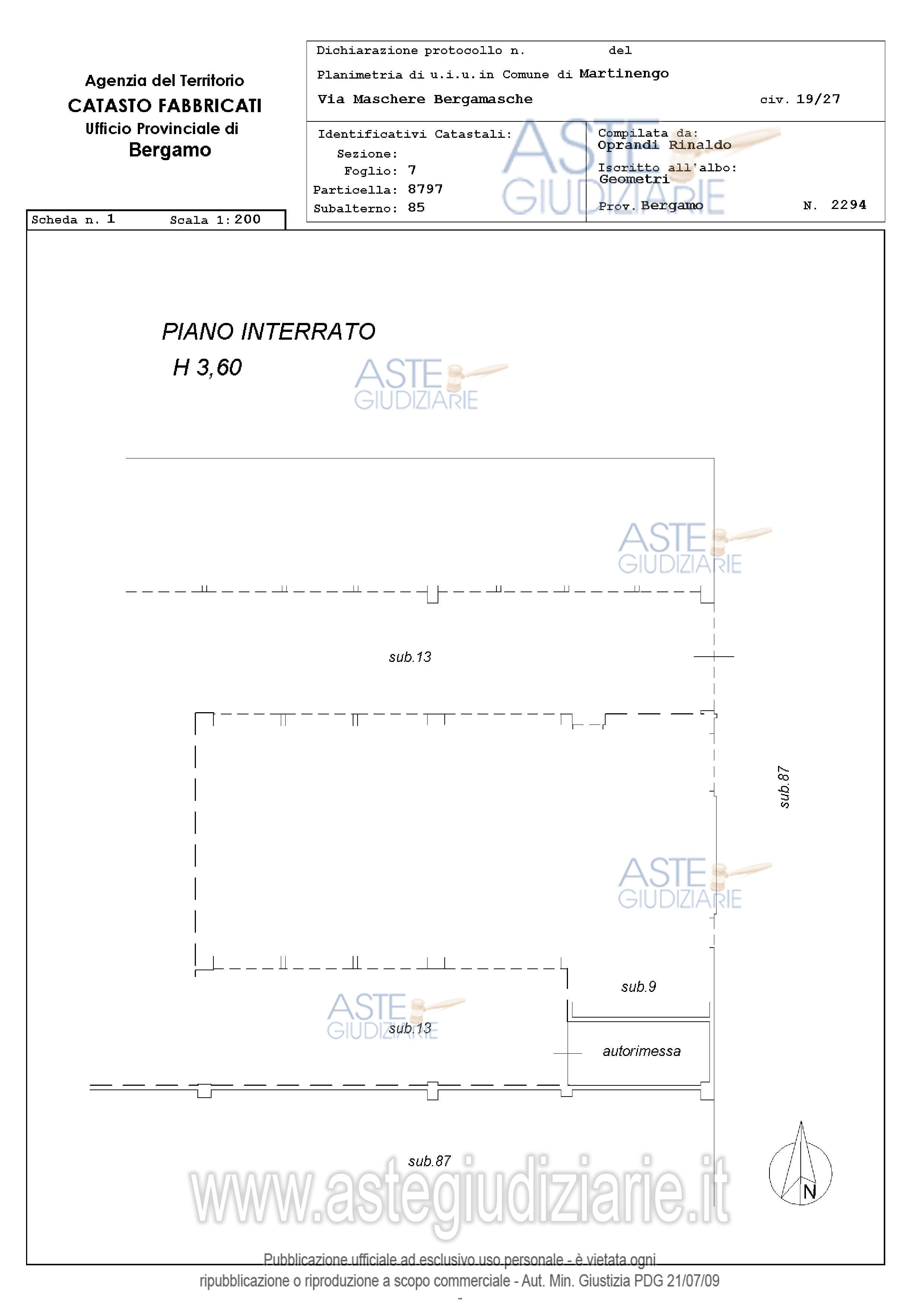 Planimetria del bene