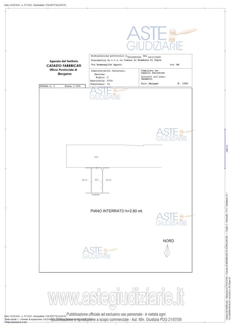 Planimetria del bene