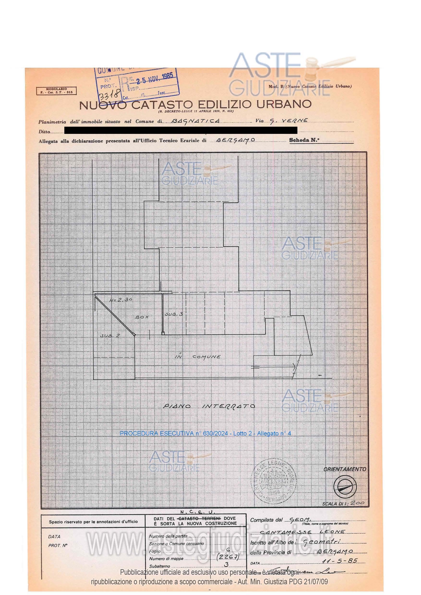 Planimetria del bene