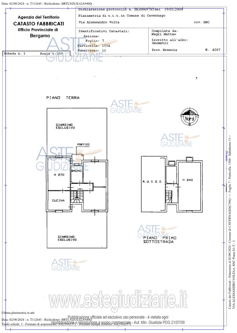 Planimetria del bene
