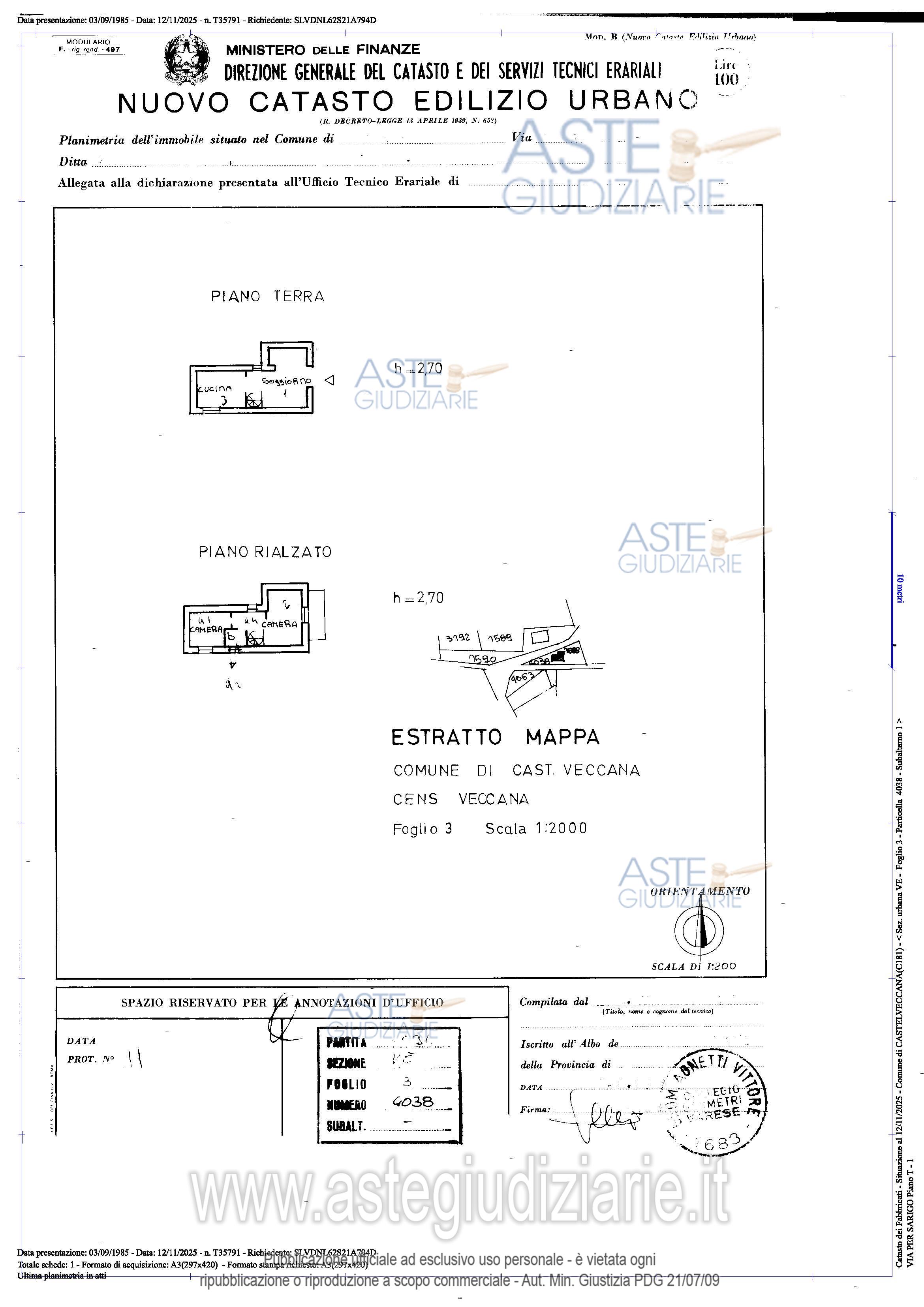 Planimetria del bene