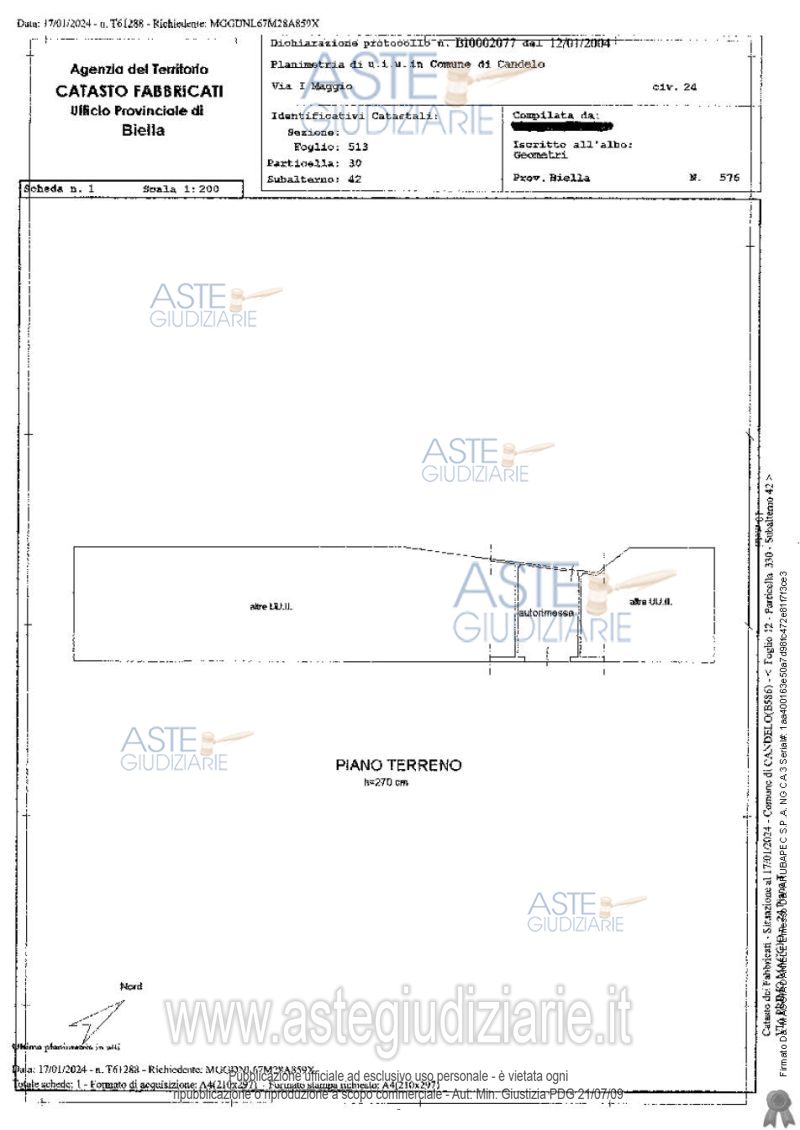 Planimetria del bene